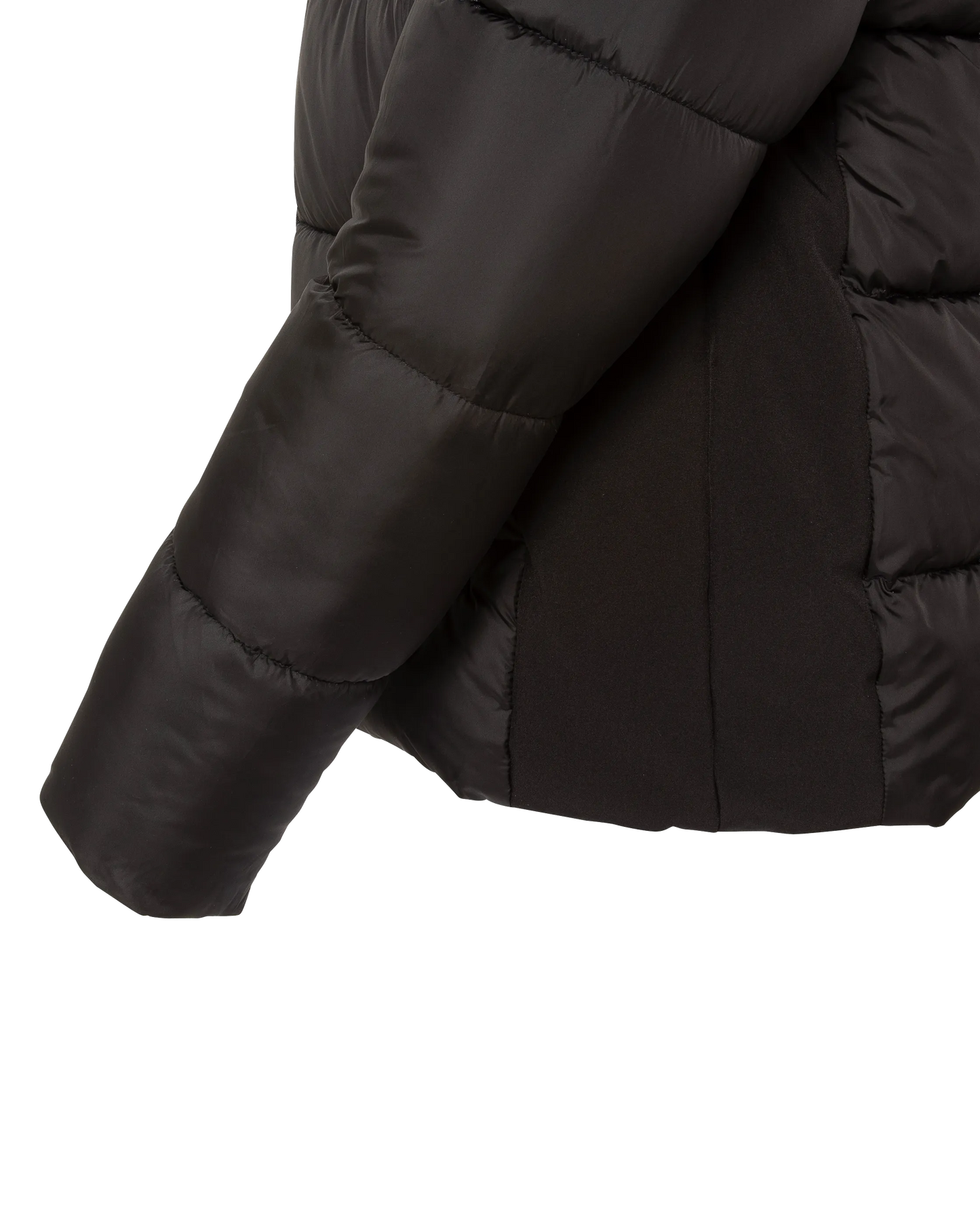 Blouson à capuche noir bi-matière