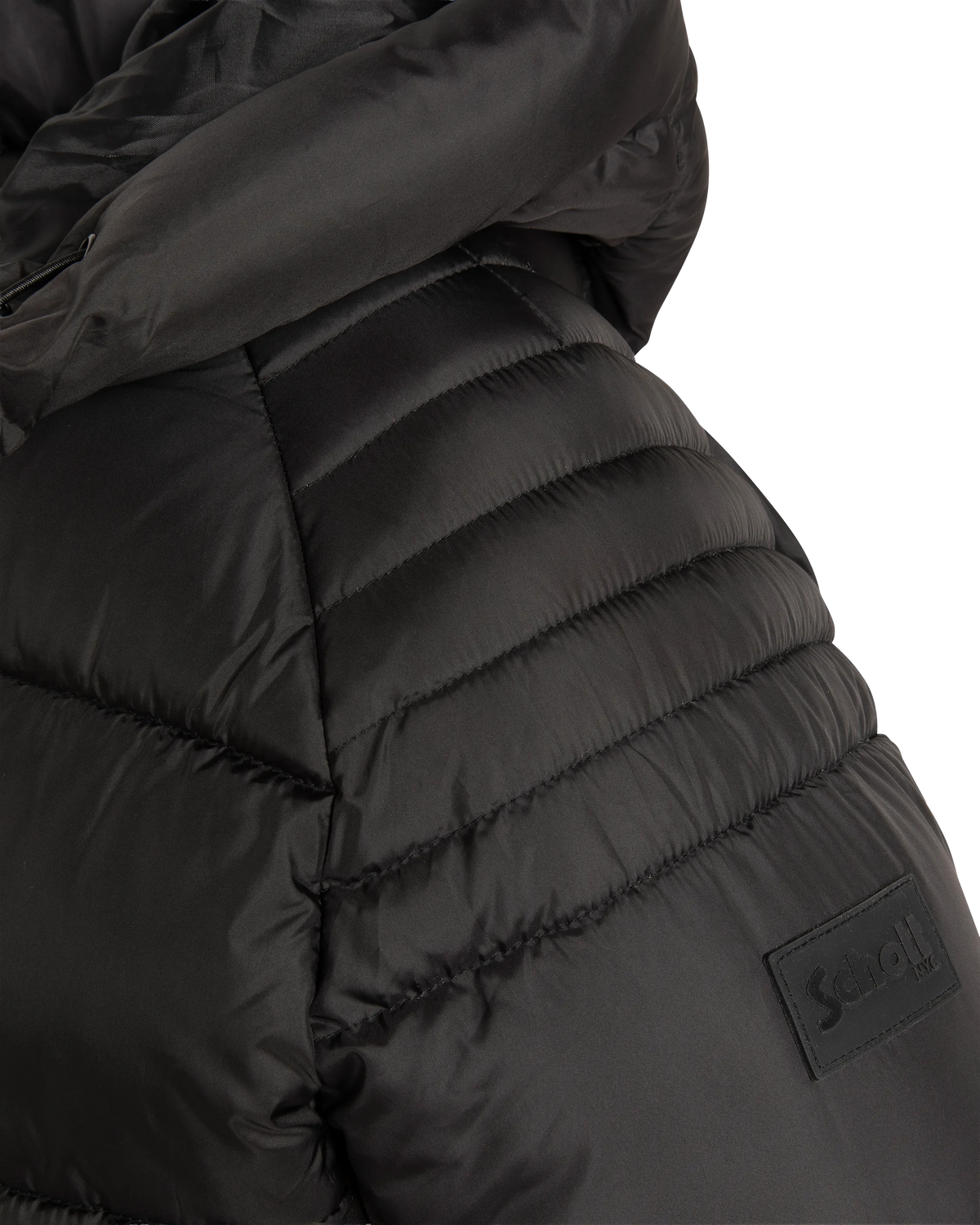 Blouson à capuche noir bi-matière