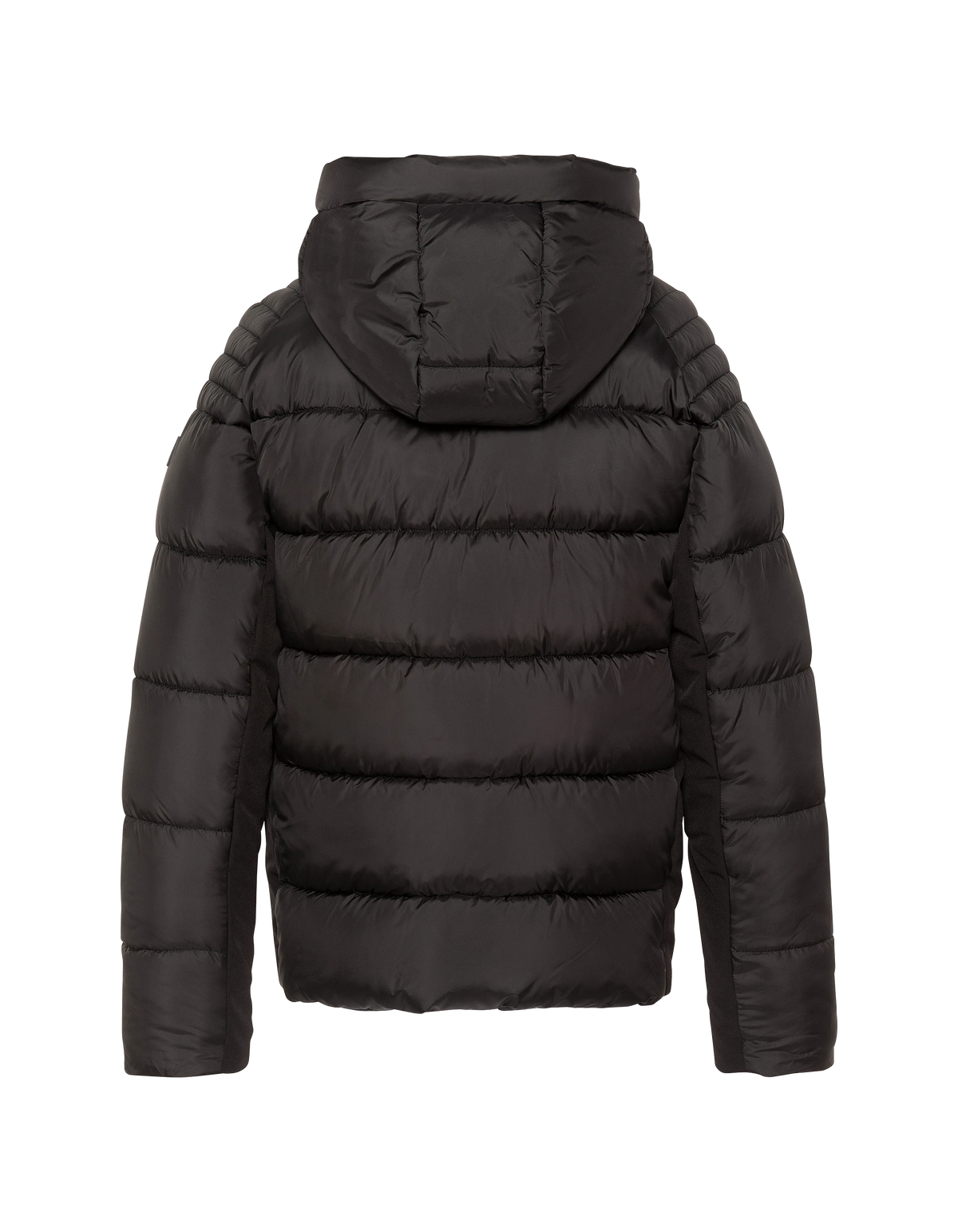 Blouson à capuche noir bi-matière