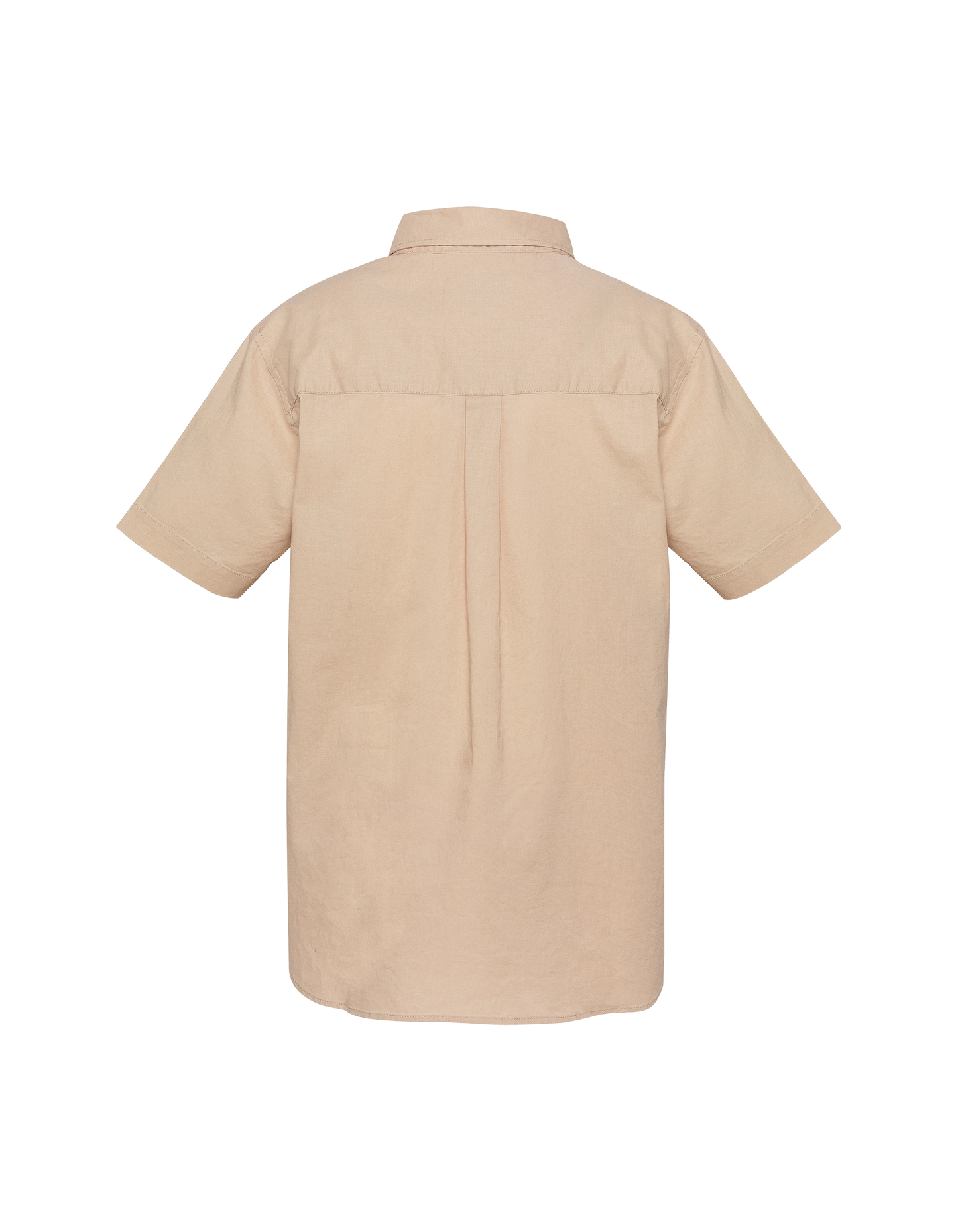 Chemise manches courtes beige avec poche plaquée
