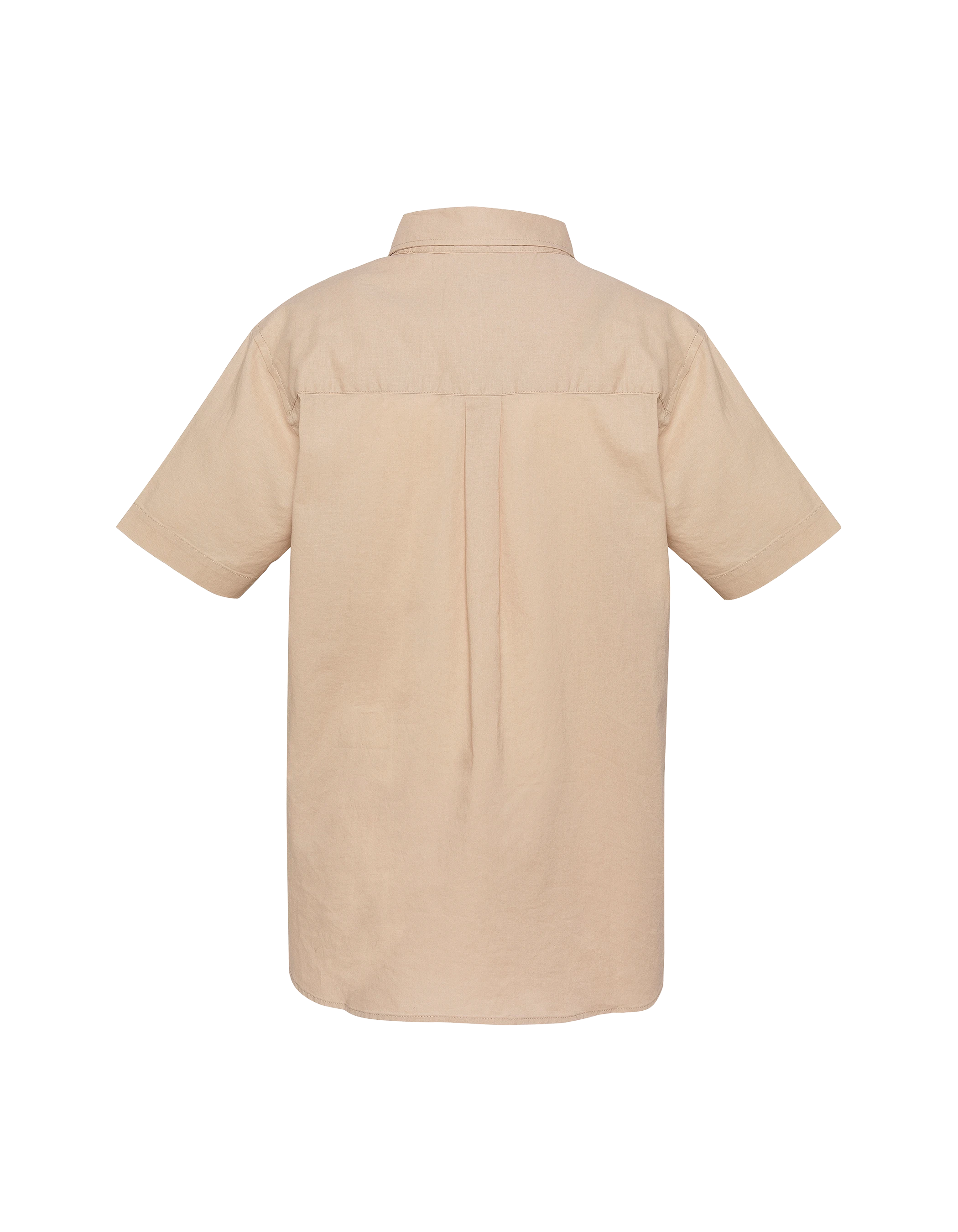 Chemise manches courtes beige avec poche plaquée-2