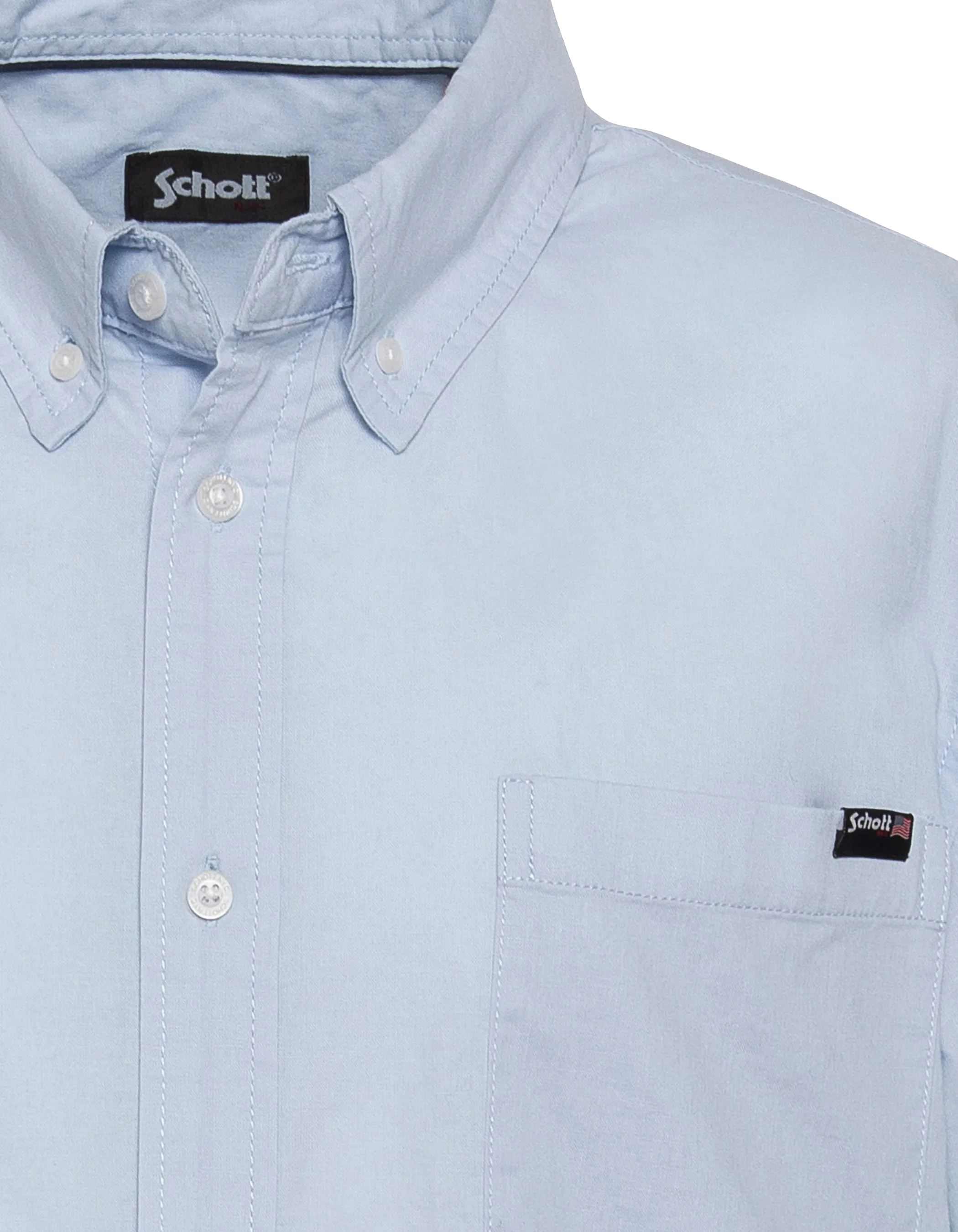 Shirt short sleeves blue with patch pocket-3