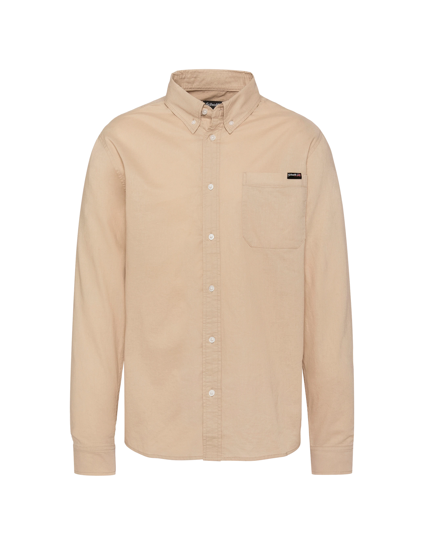 Chemise manches longues beige avec poche plaquée