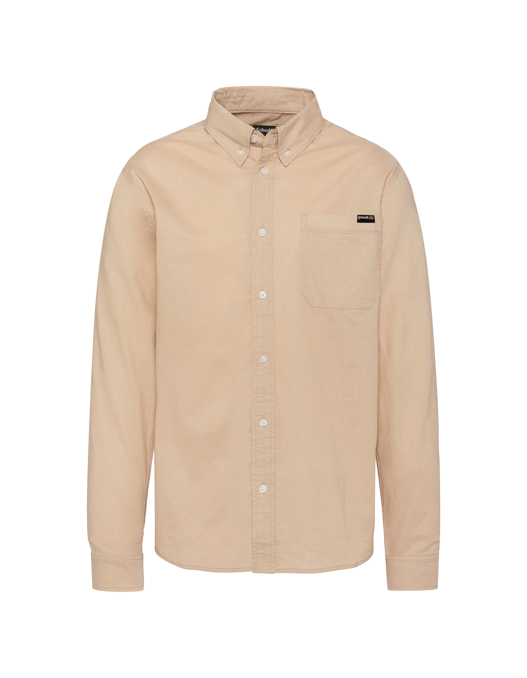Chemise manches longues beige avec poche plaquée-1
