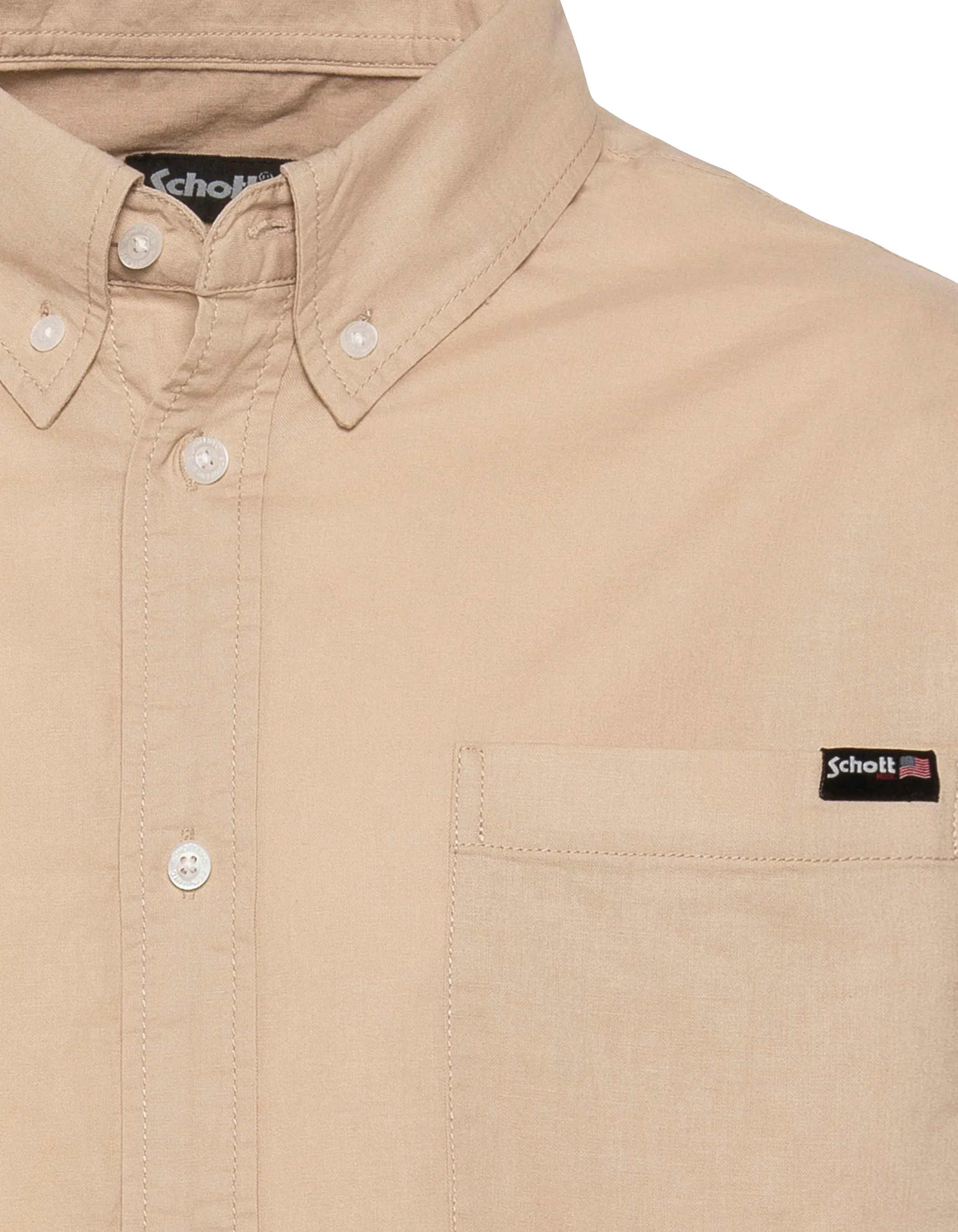 Chemise manches longues beige avec poche plaquée-3