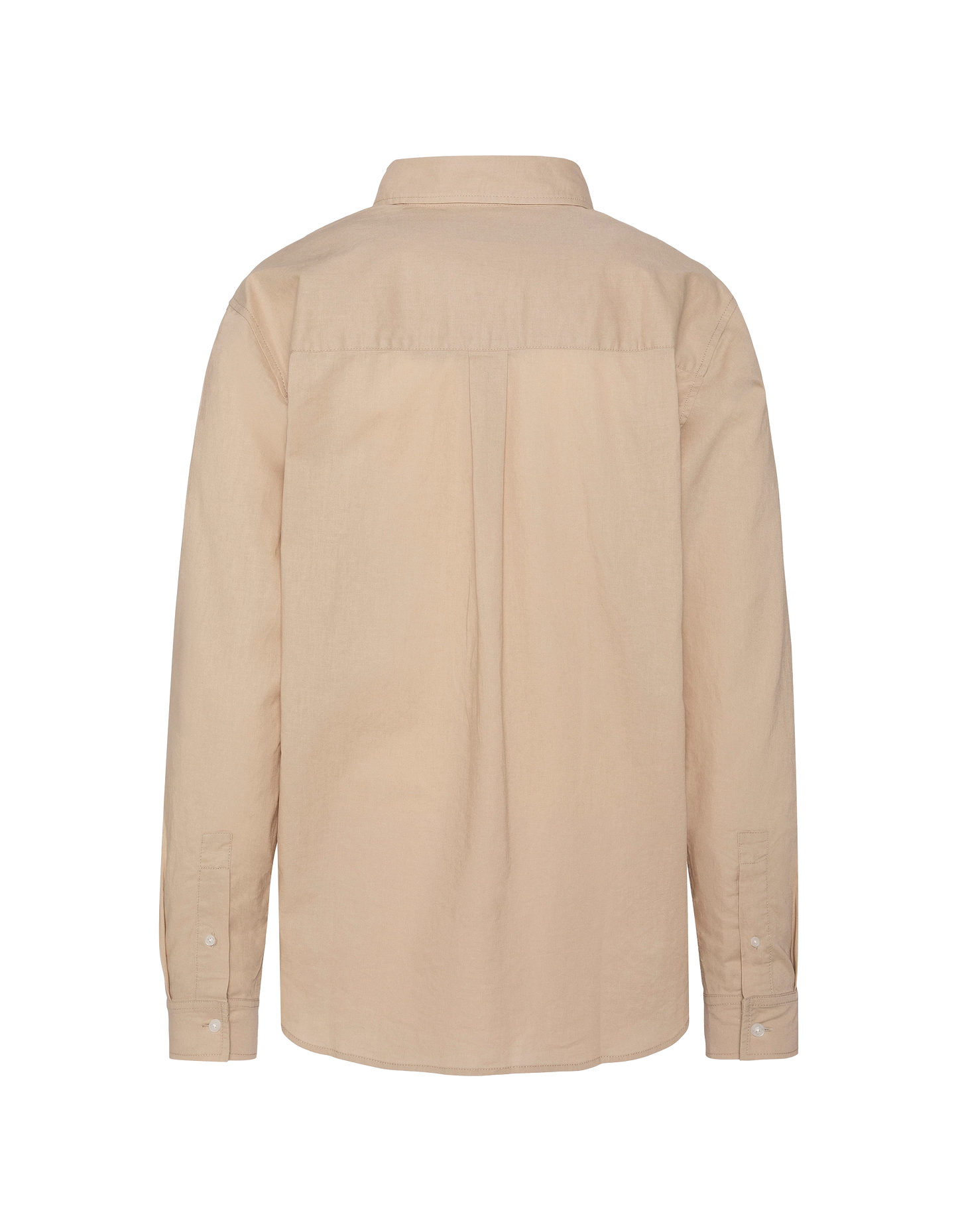 Chemise manches longues beige avec poche plaquée