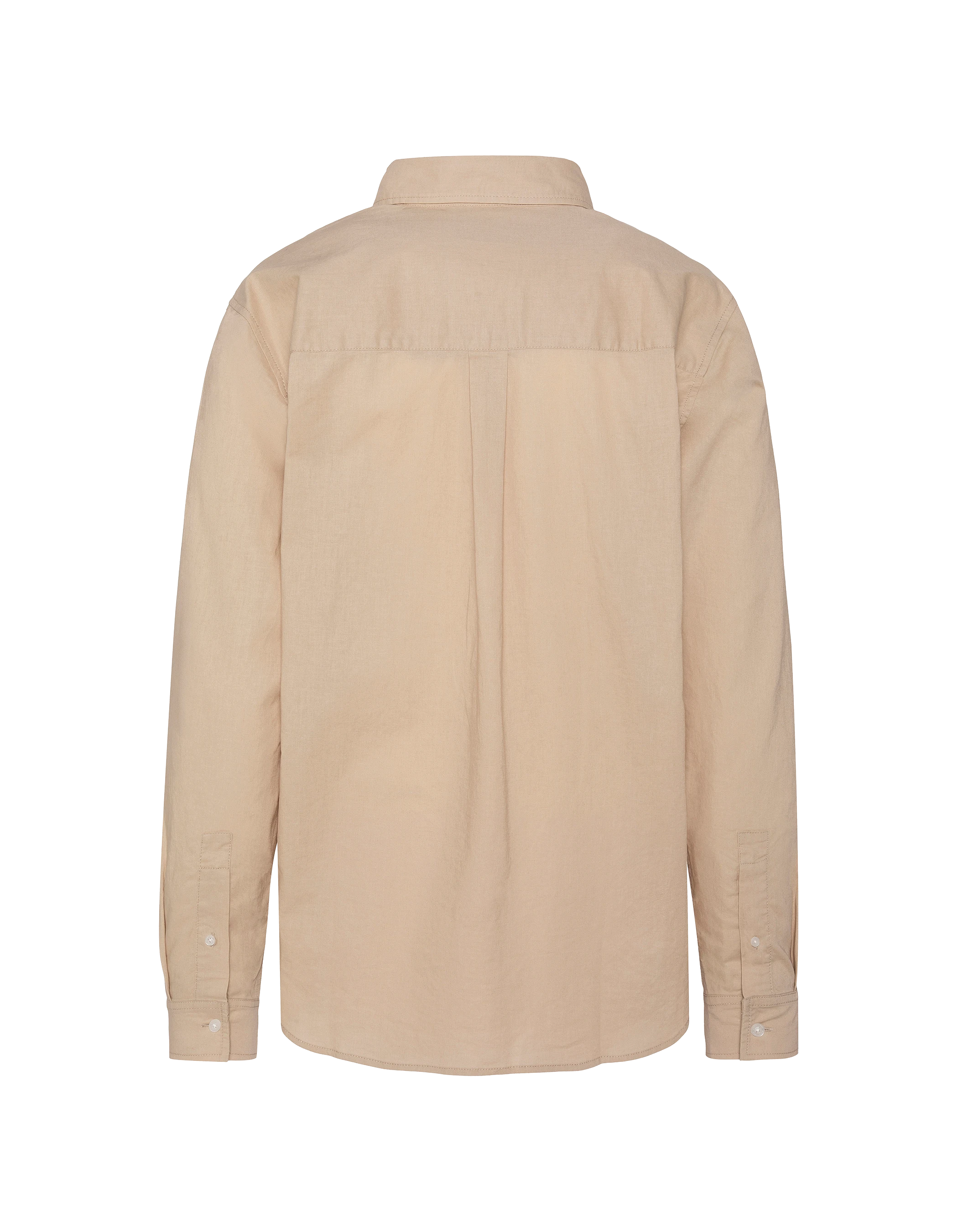 Chemise manches longues beige avec poche plaquée-2