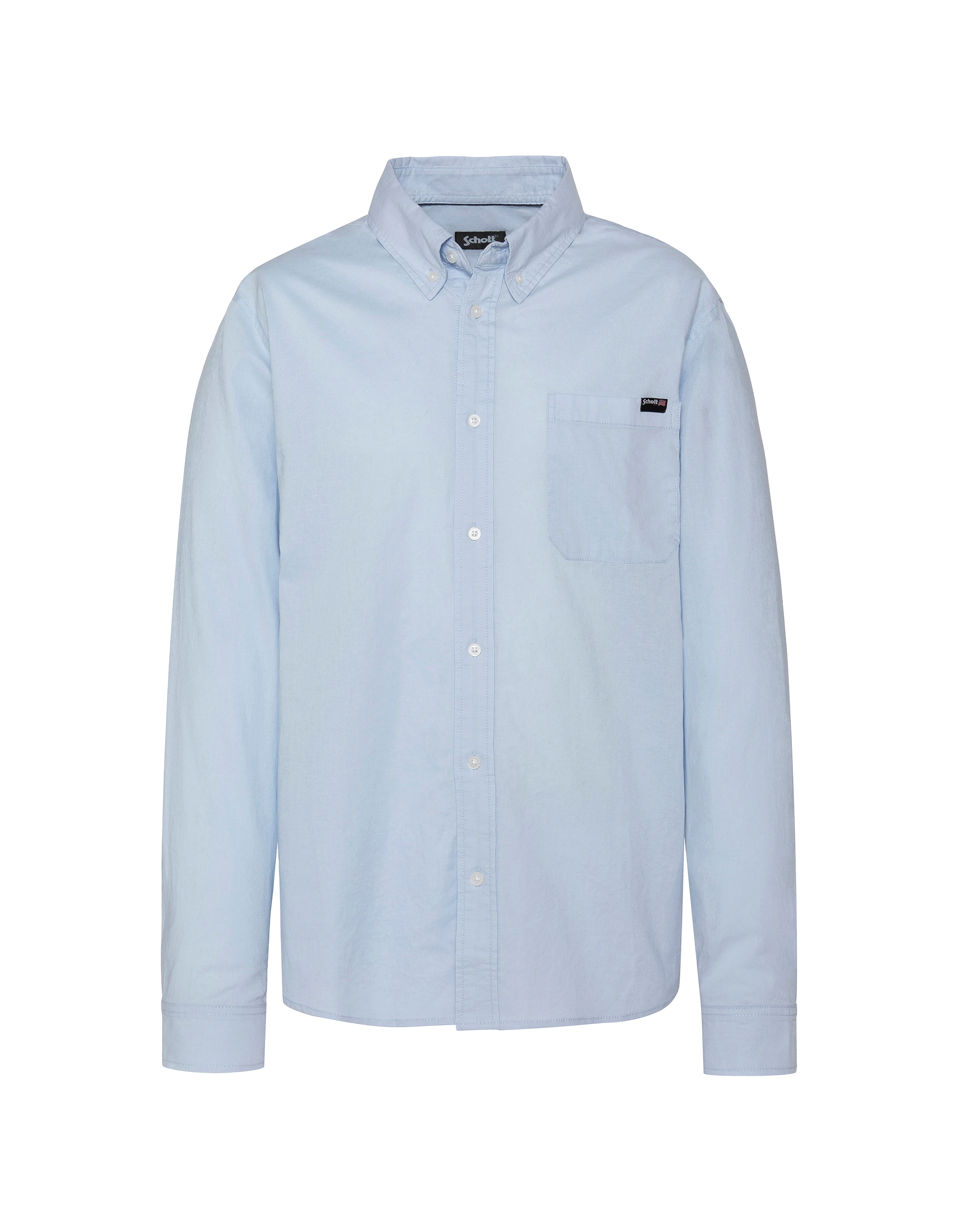 Shirt long sleeves blue with patch pocket-1