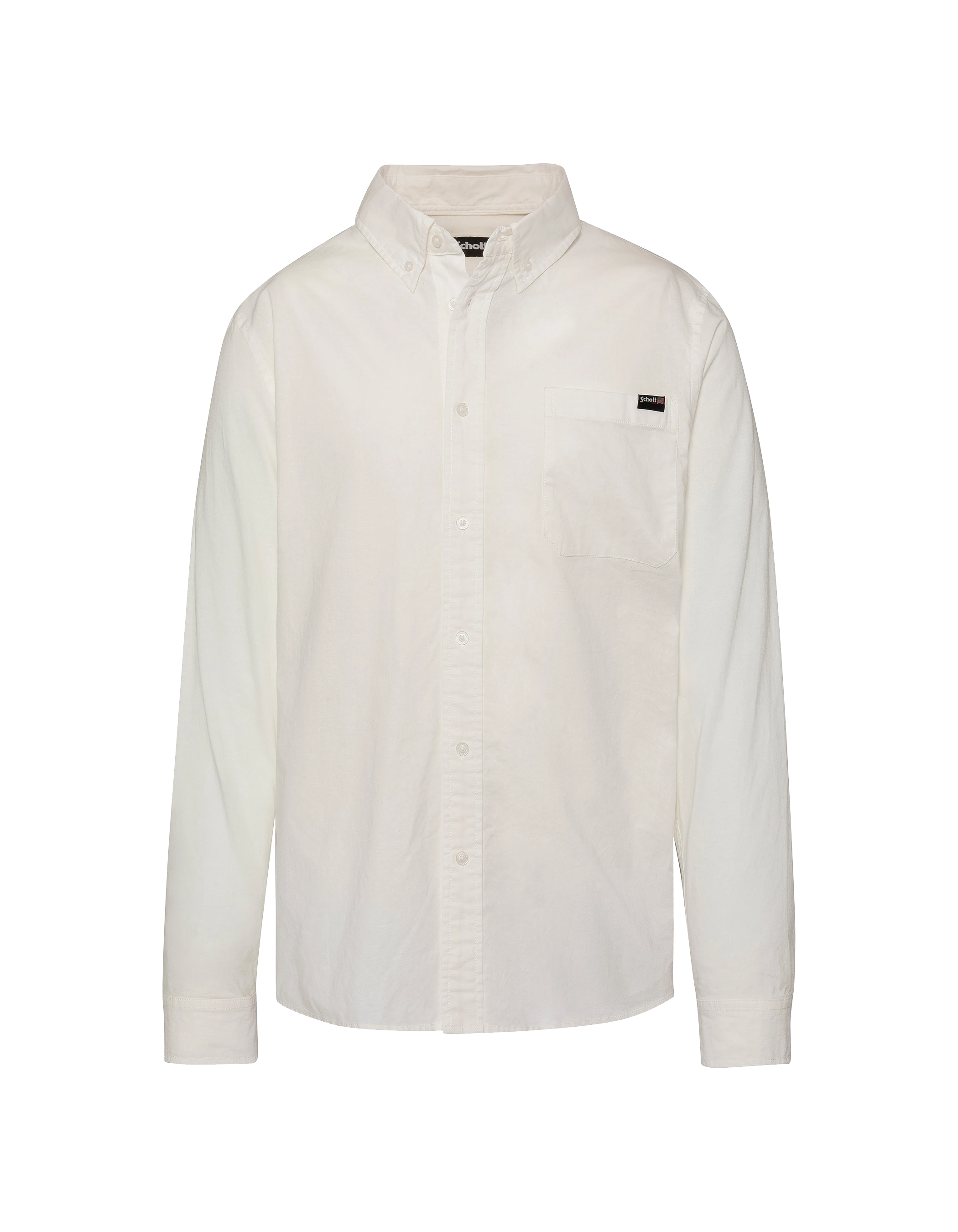 Chemise manches longues blanche avec poche plaquée-1