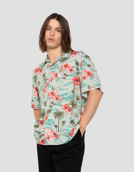 Camisa hawaiana celeste