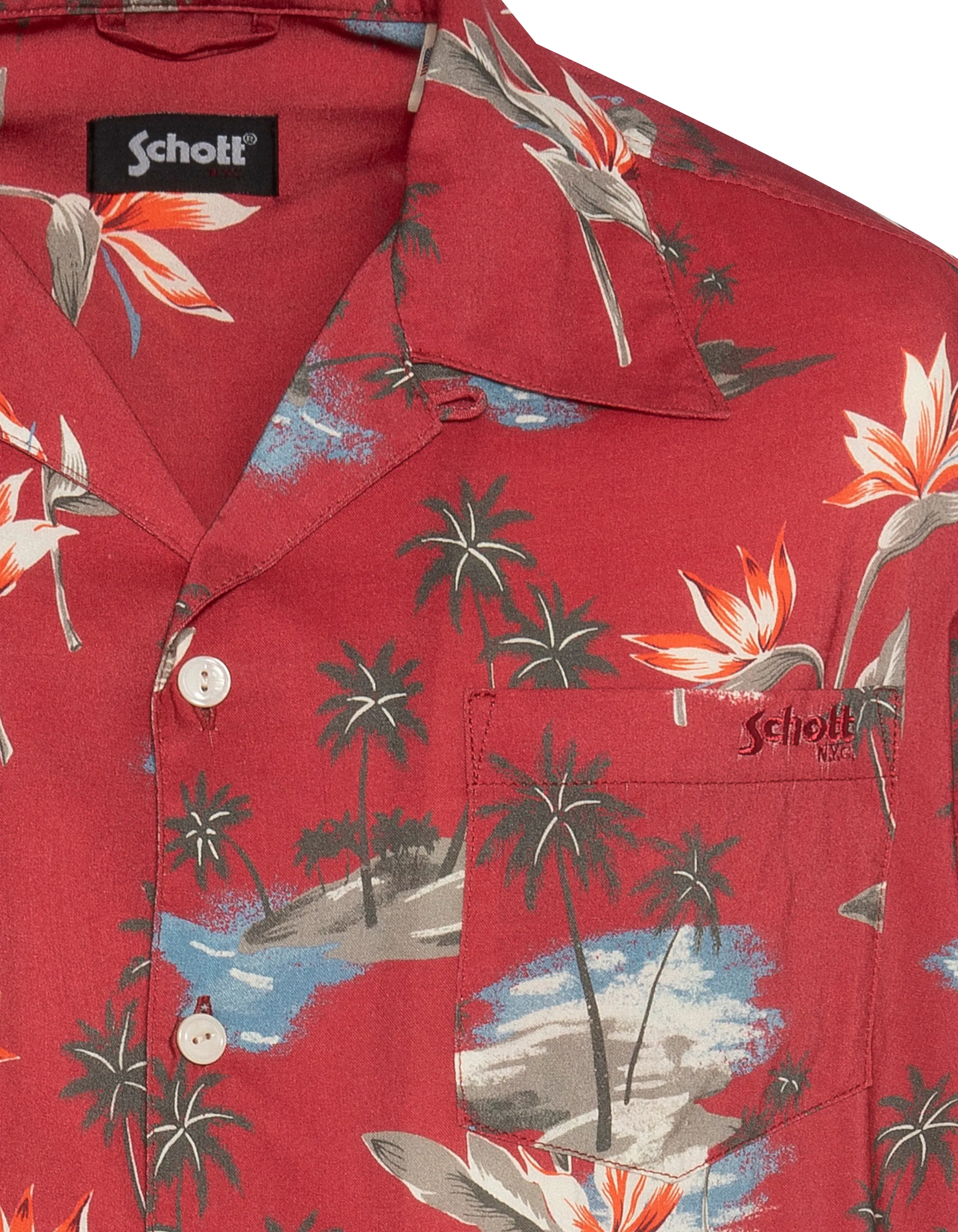 Red Hawaiian Light Shirt - Shcapri | Schott NYC® Red Hawaiian Light Shirt - Shcapri | Schott NYC®