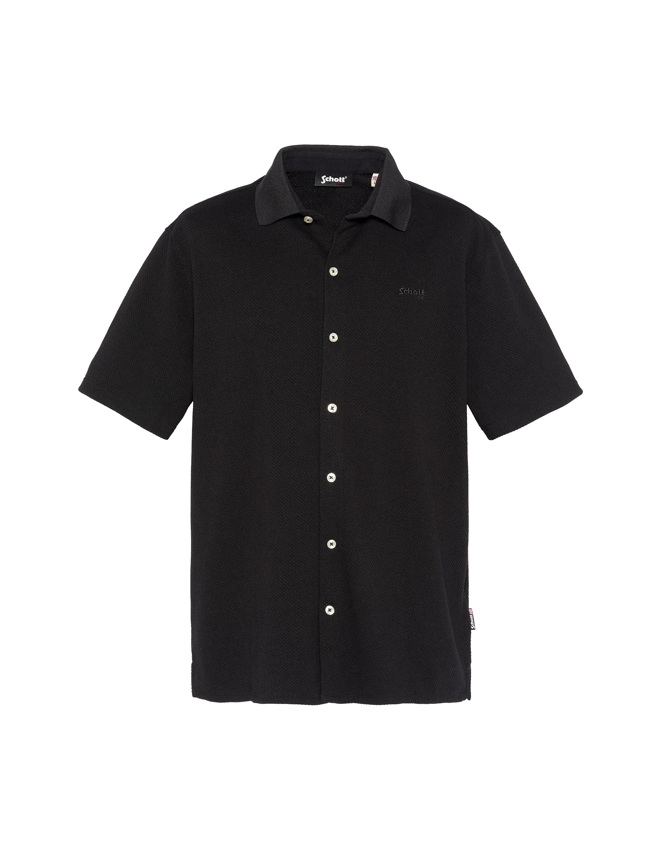 Chemisette en maille noire effet gaufré-2