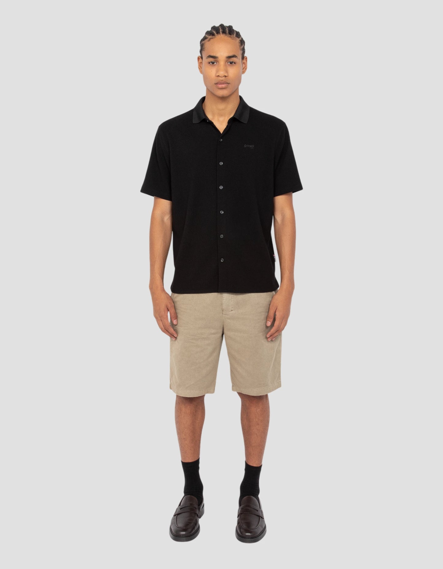 Chemisette en maille noire effet gaufré