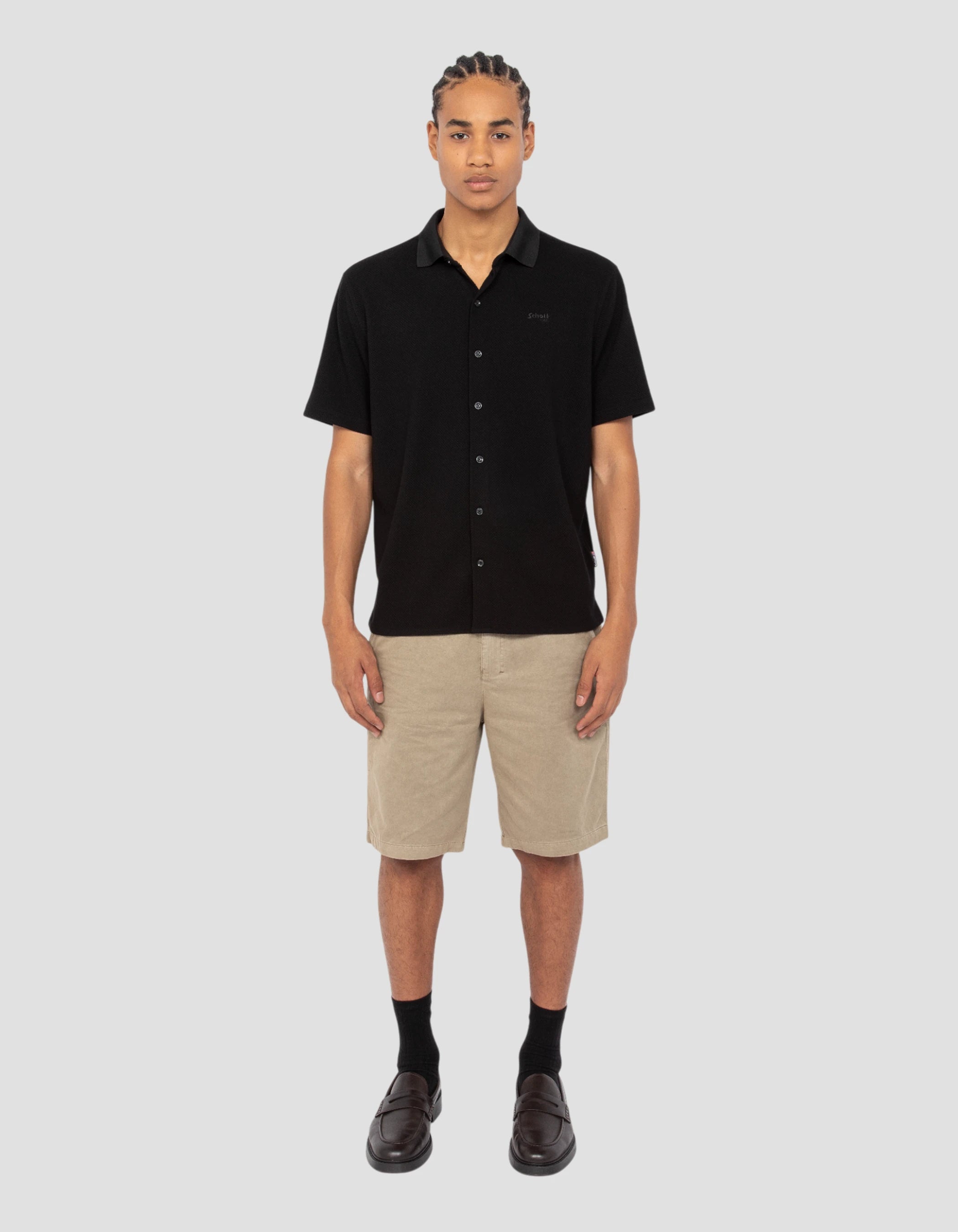 Chemisette en maille noire effet gaufré-1