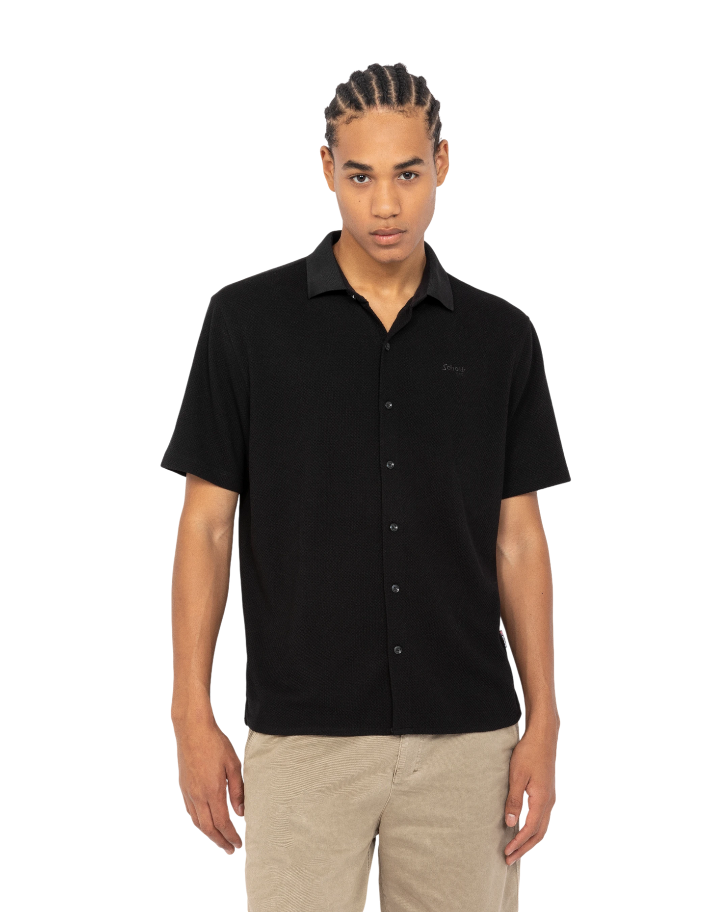 Chemisette en maille noire effet gaufré