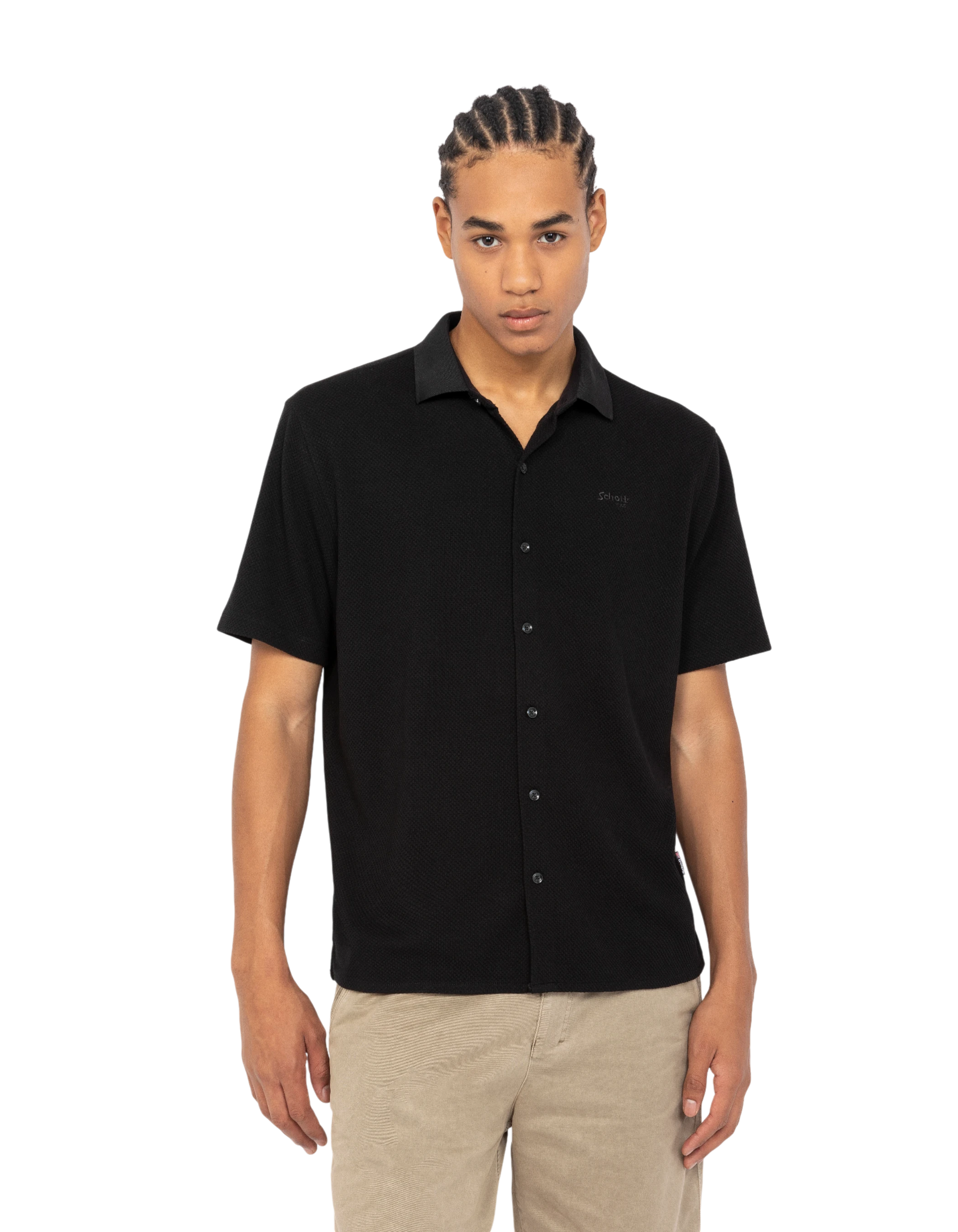 Chemisette en maille noire effet gaufré-3