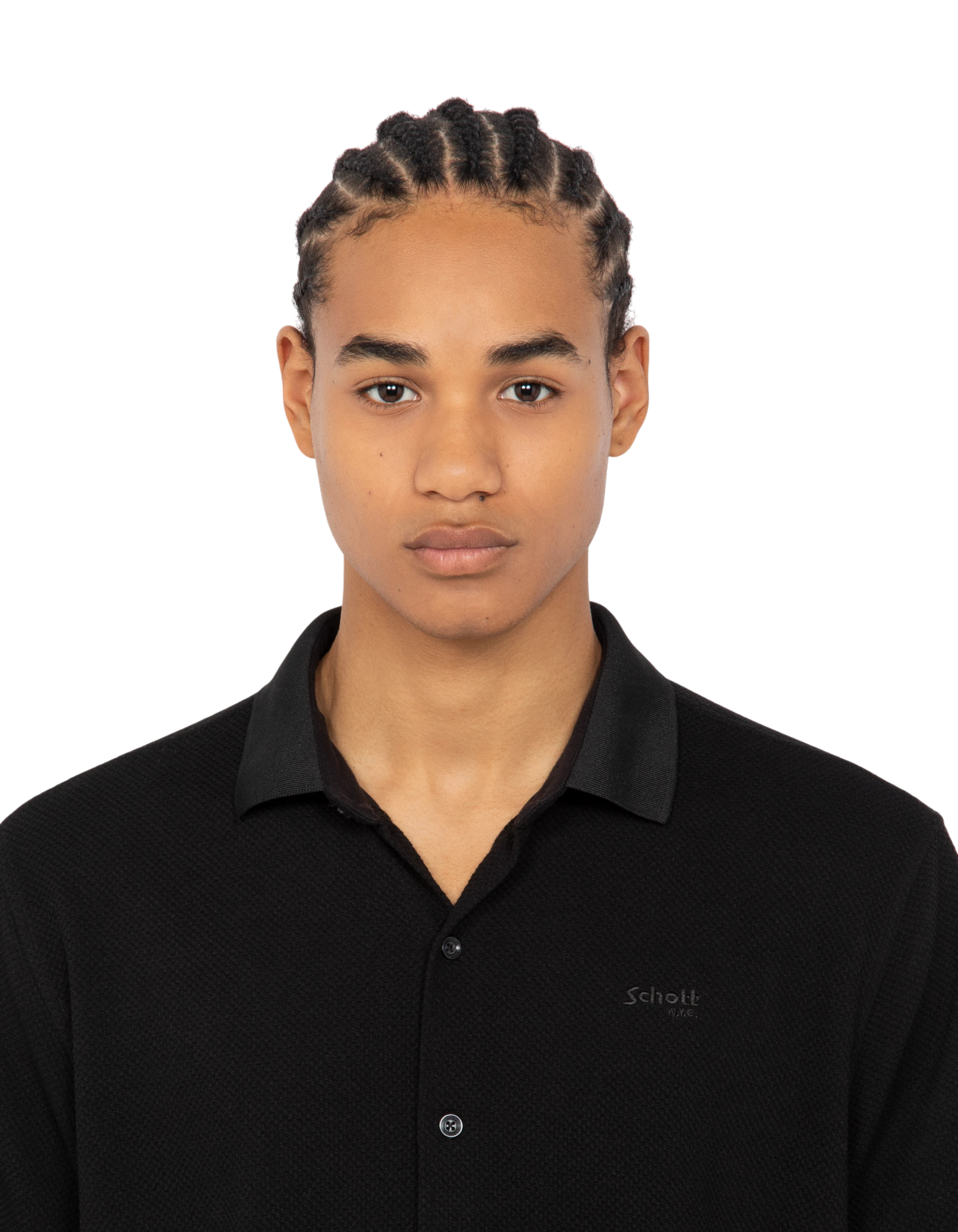 Chemisette en maille noire effet gaufré-4