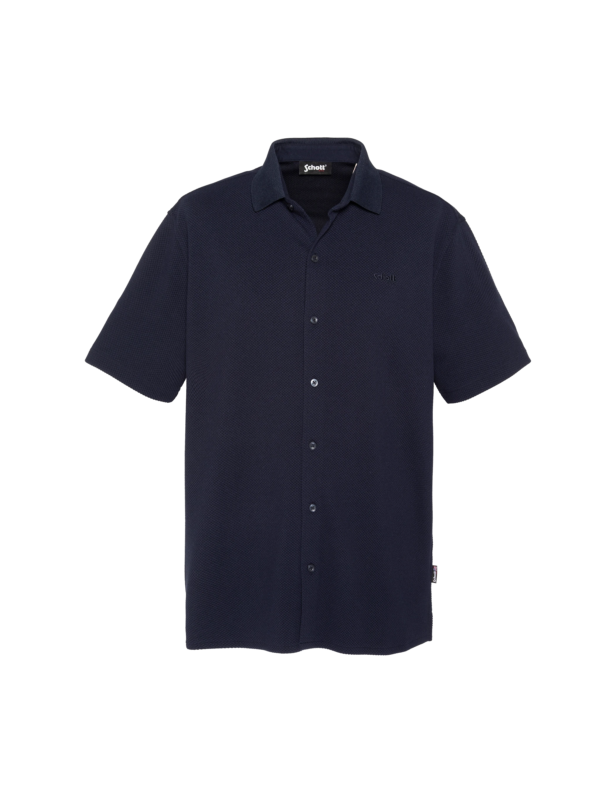 Navy blue knit shirt waffle knit-1