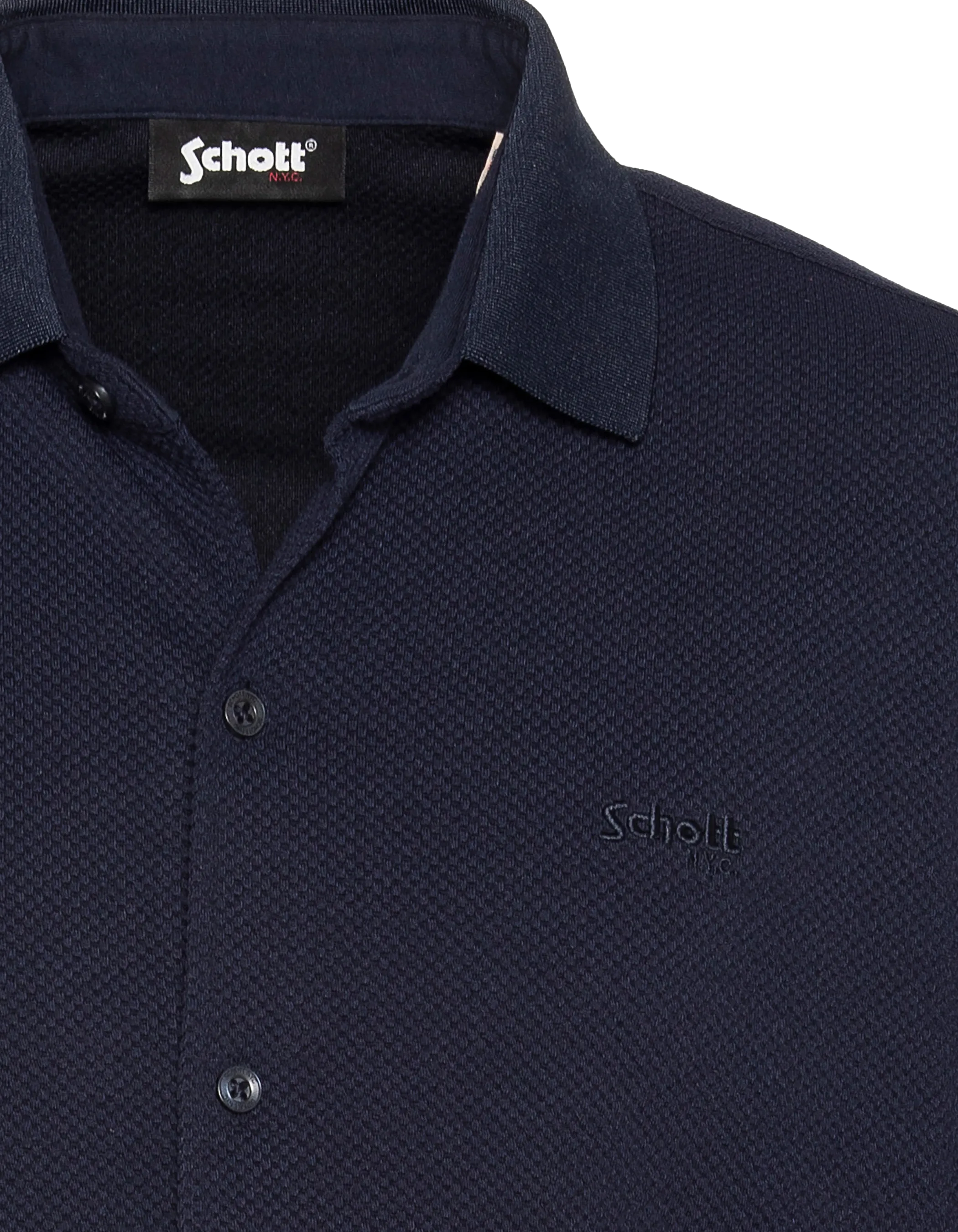 Navy blue knit shirt waffle knit-3