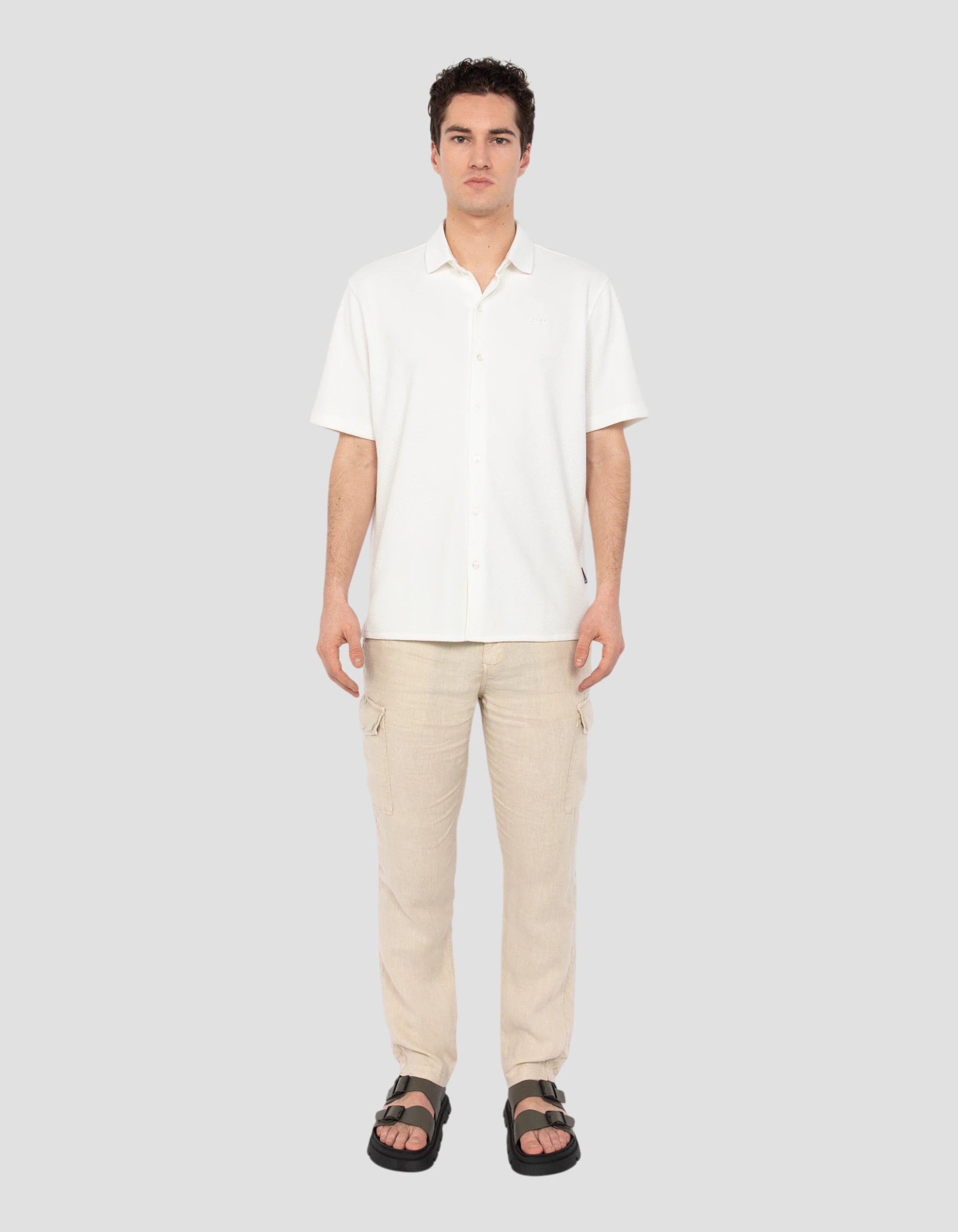 Chemisette en maille blanche effet gaufré-1