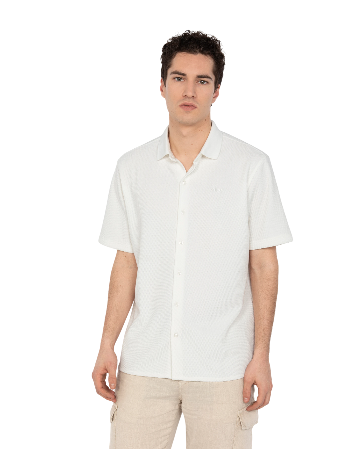 Chemisette en maille blanche effet gaufré