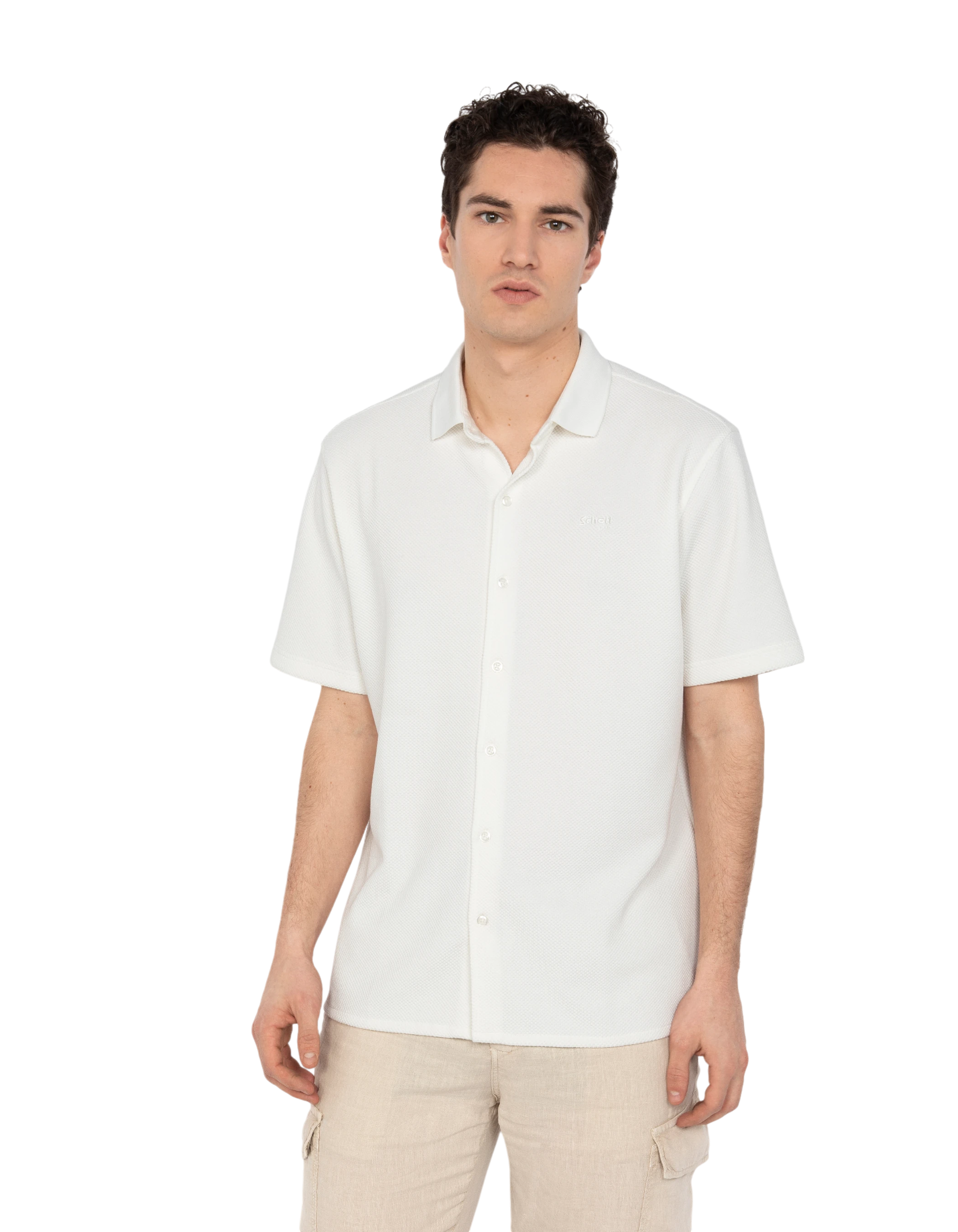 Chemisette en maille blanche effet gaufré-3