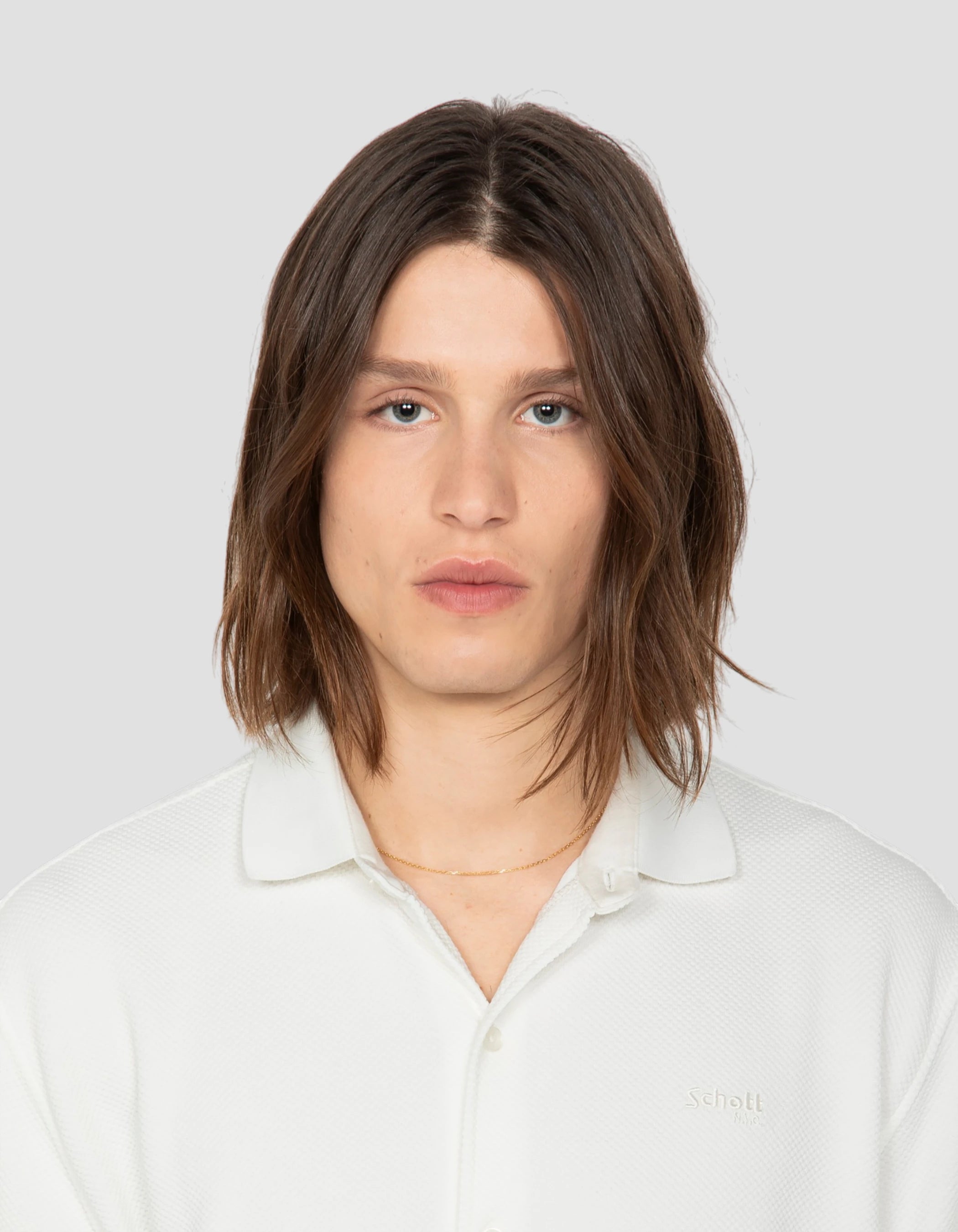 Waffle-effect knitted white shirt-4