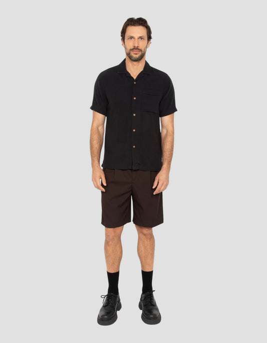 Chemisette noire en gaze de coton