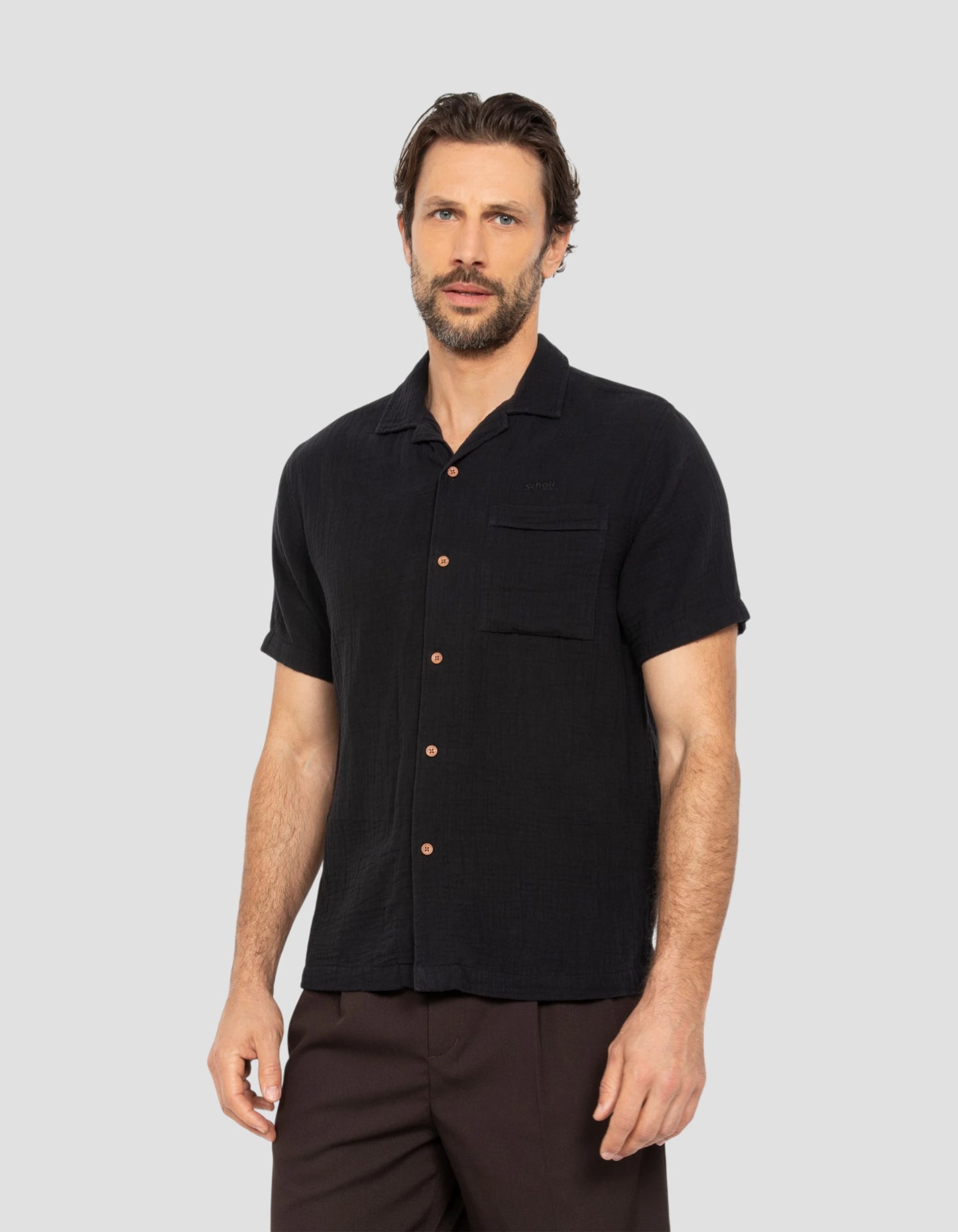 Schwarzes Hemd aus Baumwollgaze