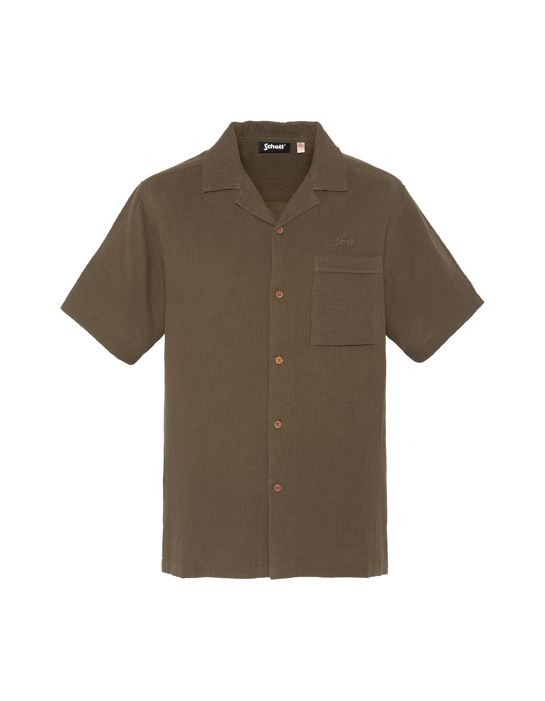 Khaki cotton gauze shirt-2