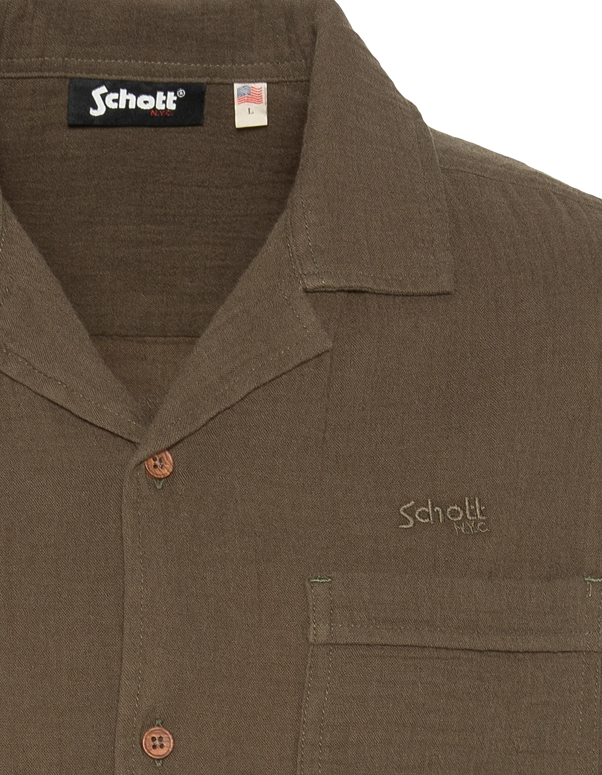 Khaki cotton gauze shirt-5