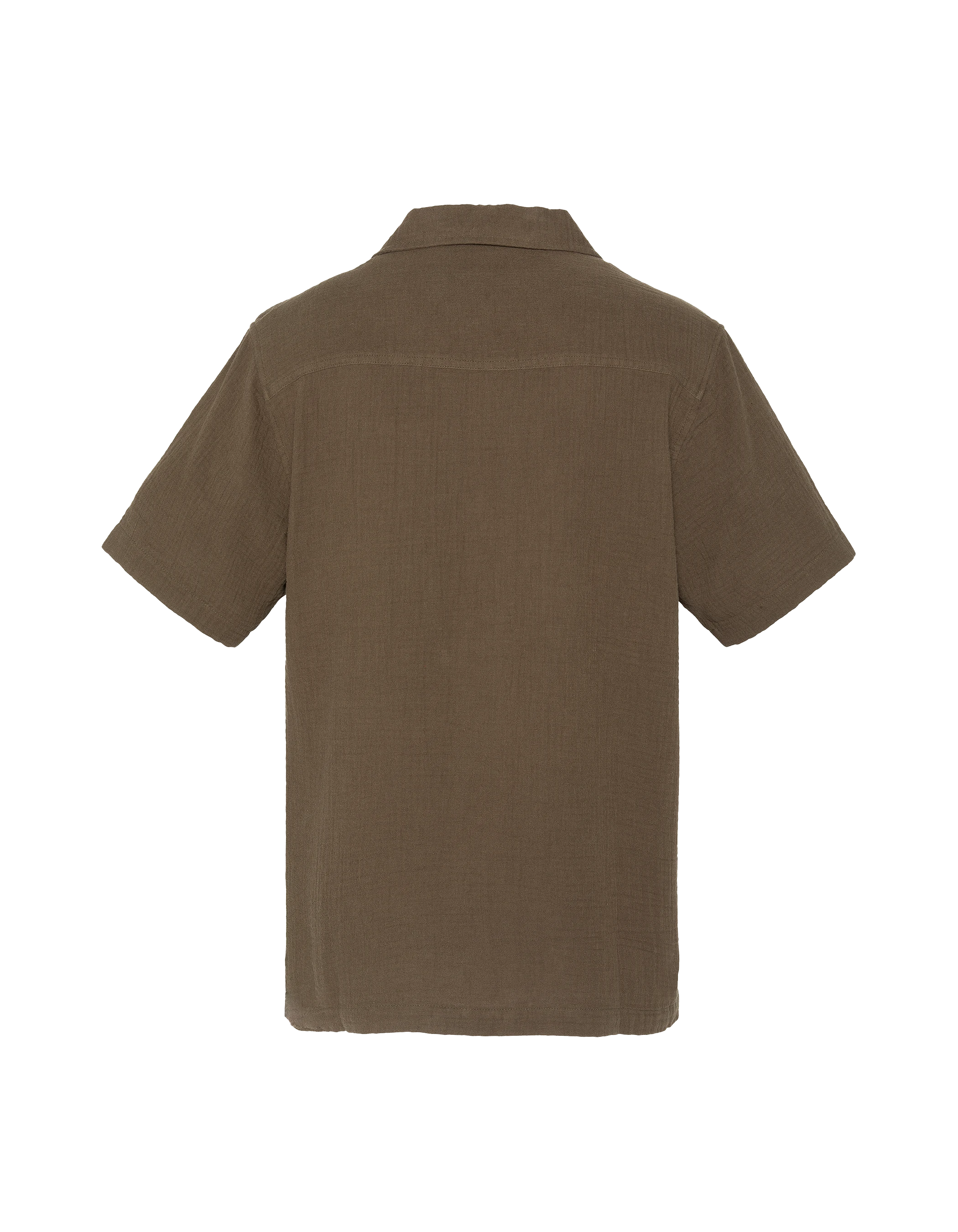 Khaki cotton gauze shirt-6