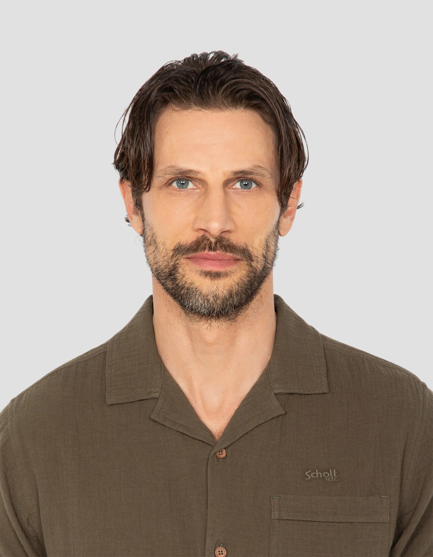 Khaki cotton gauze shirt