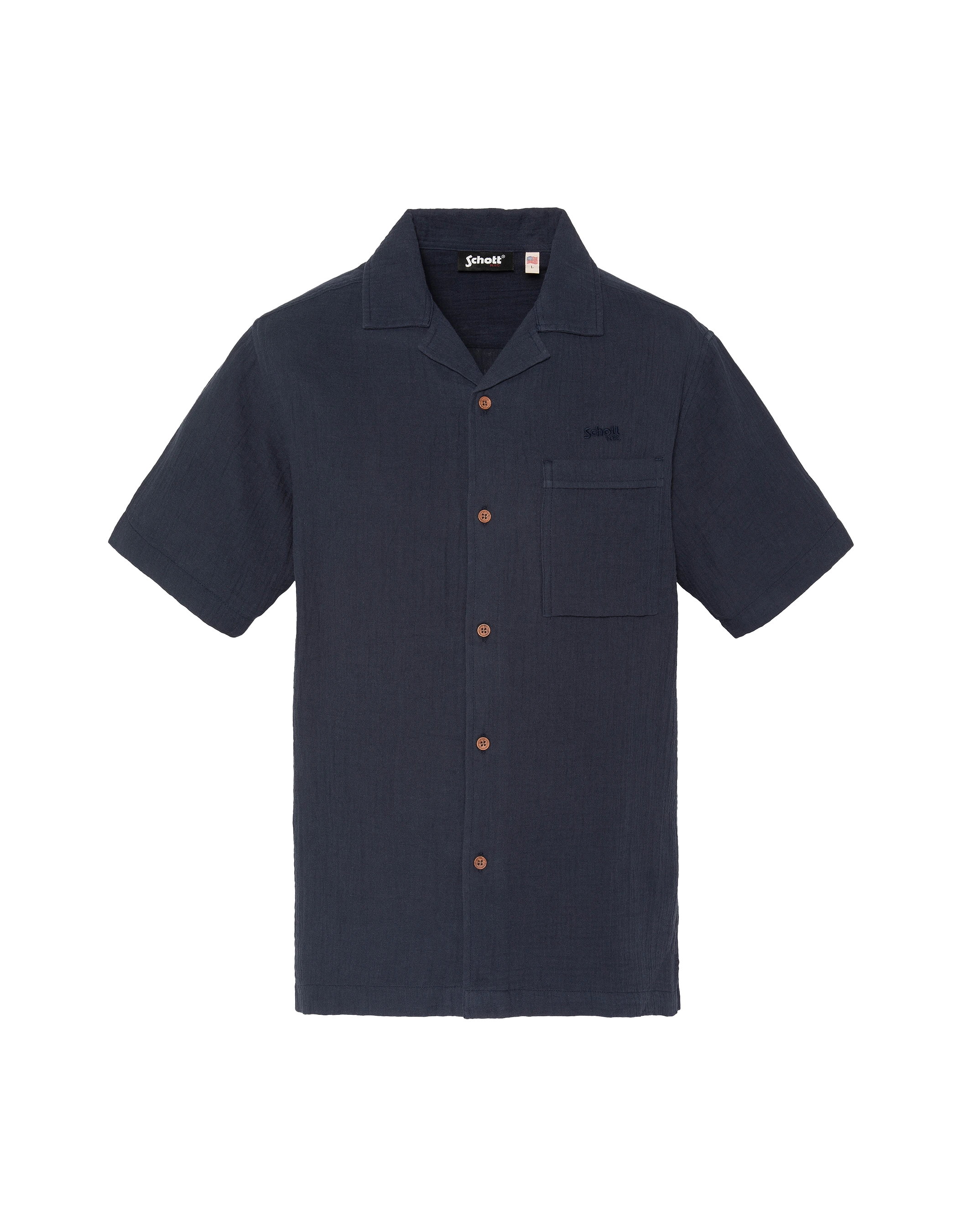 Marineblaues Hemd aus Baumwollgaze-1