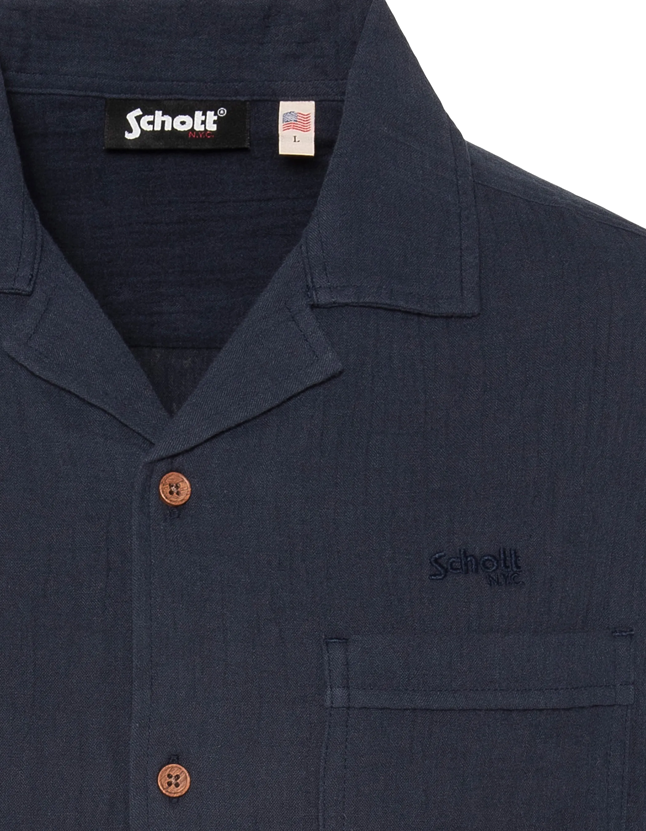 Marineblaues Hemd aus Baumwollgaze-3