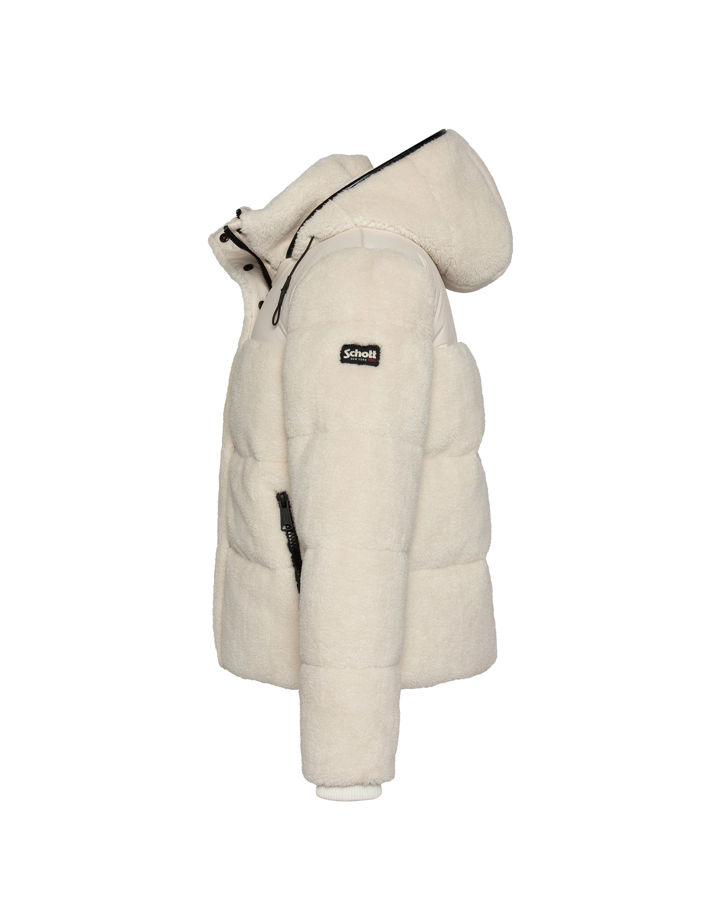 Giacca nera rotta con colletto di pelliccia in finto rimovibile