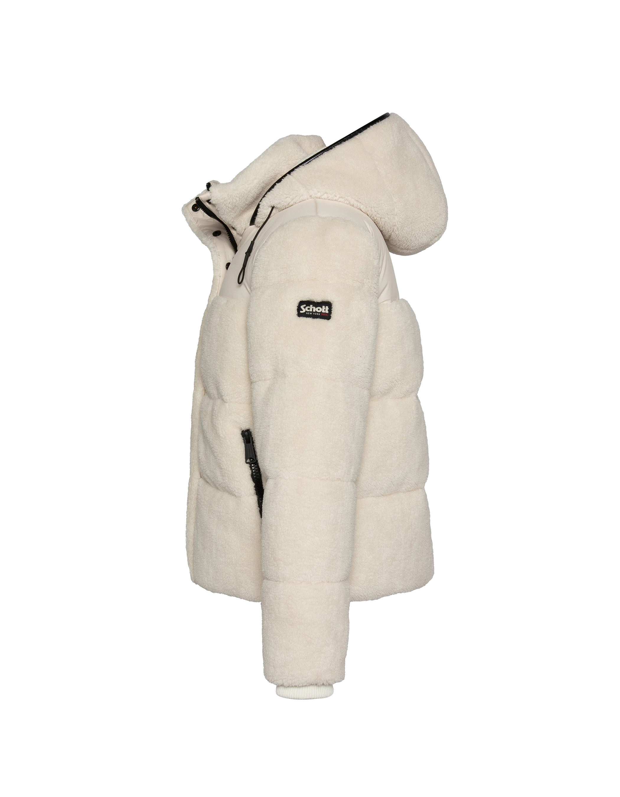 Giacca nera rotta con colletto di pelliccia in finto rimovibile-5