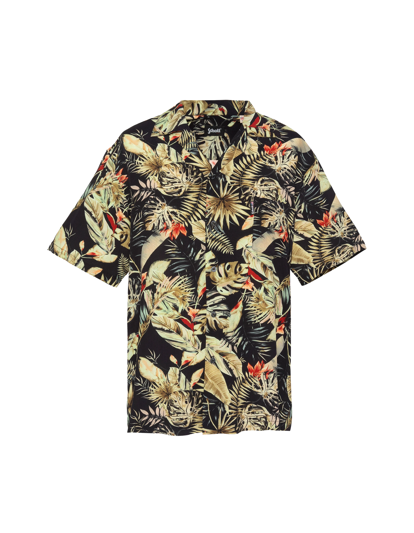 Schwarzes Hemd mit tropischem Print