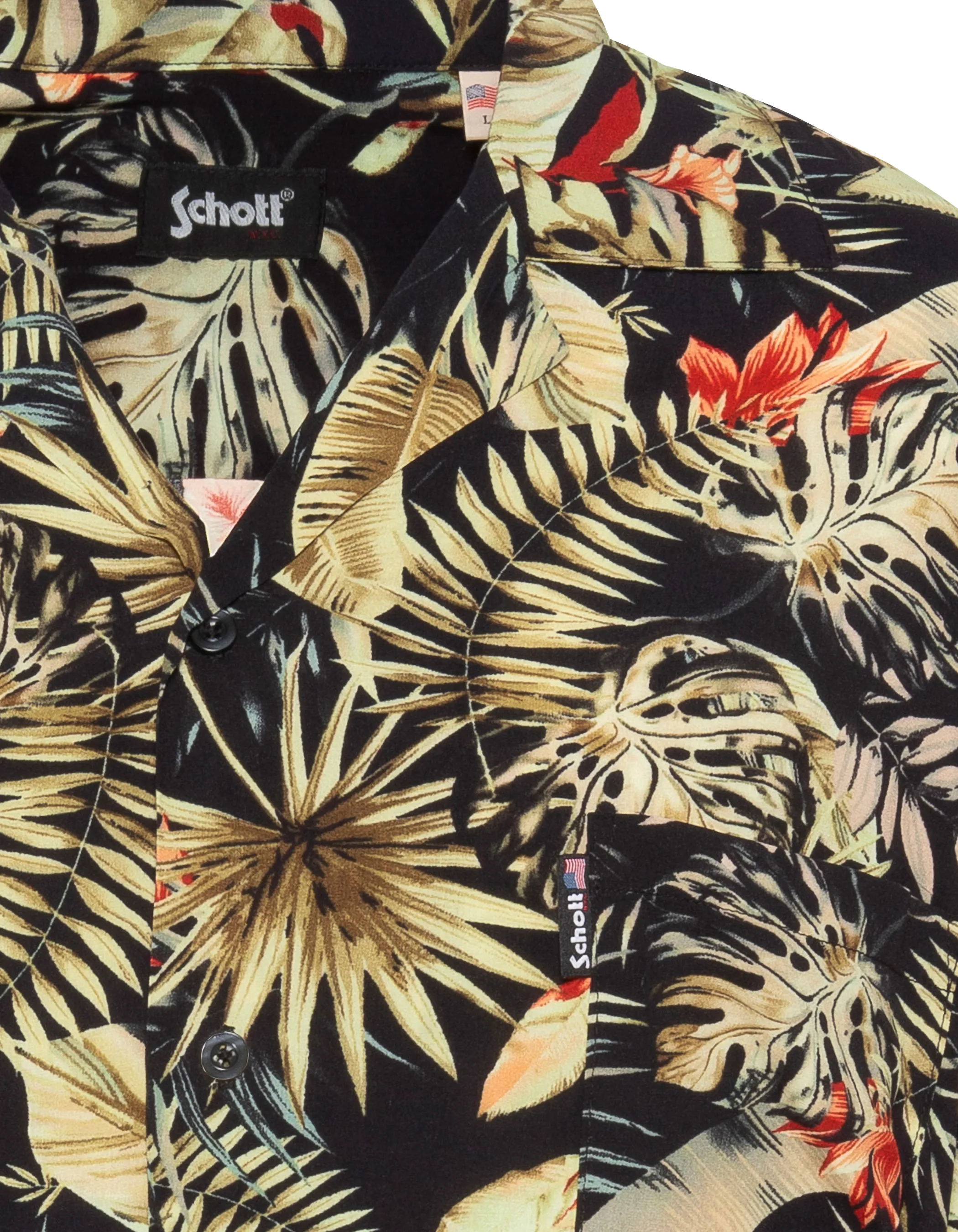 Schwarzes Hemd mit tropischem Print-3