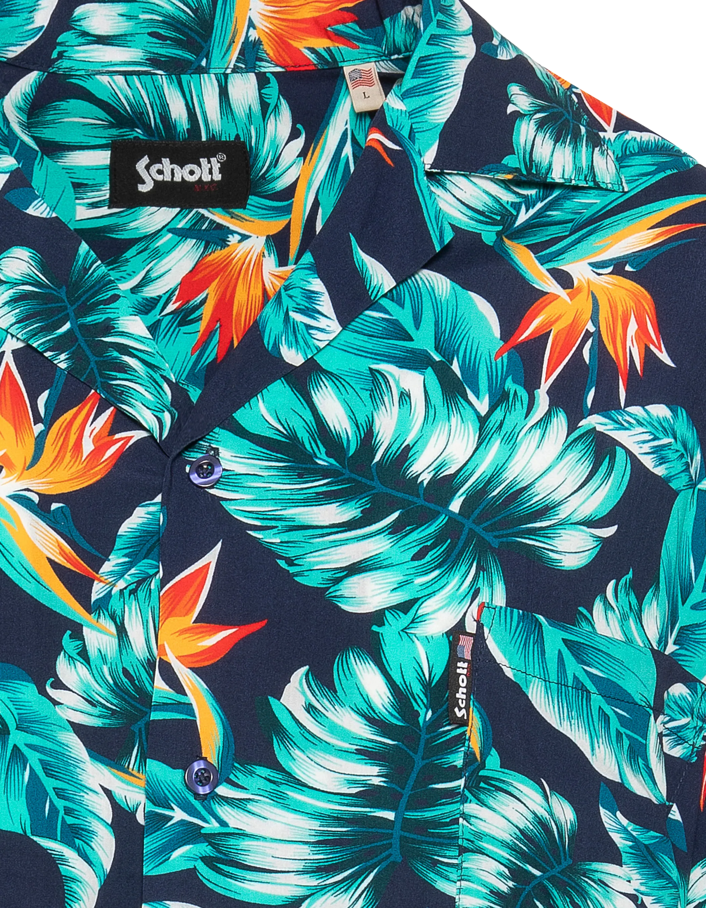 Blaues Hemd mit tropischem Print
