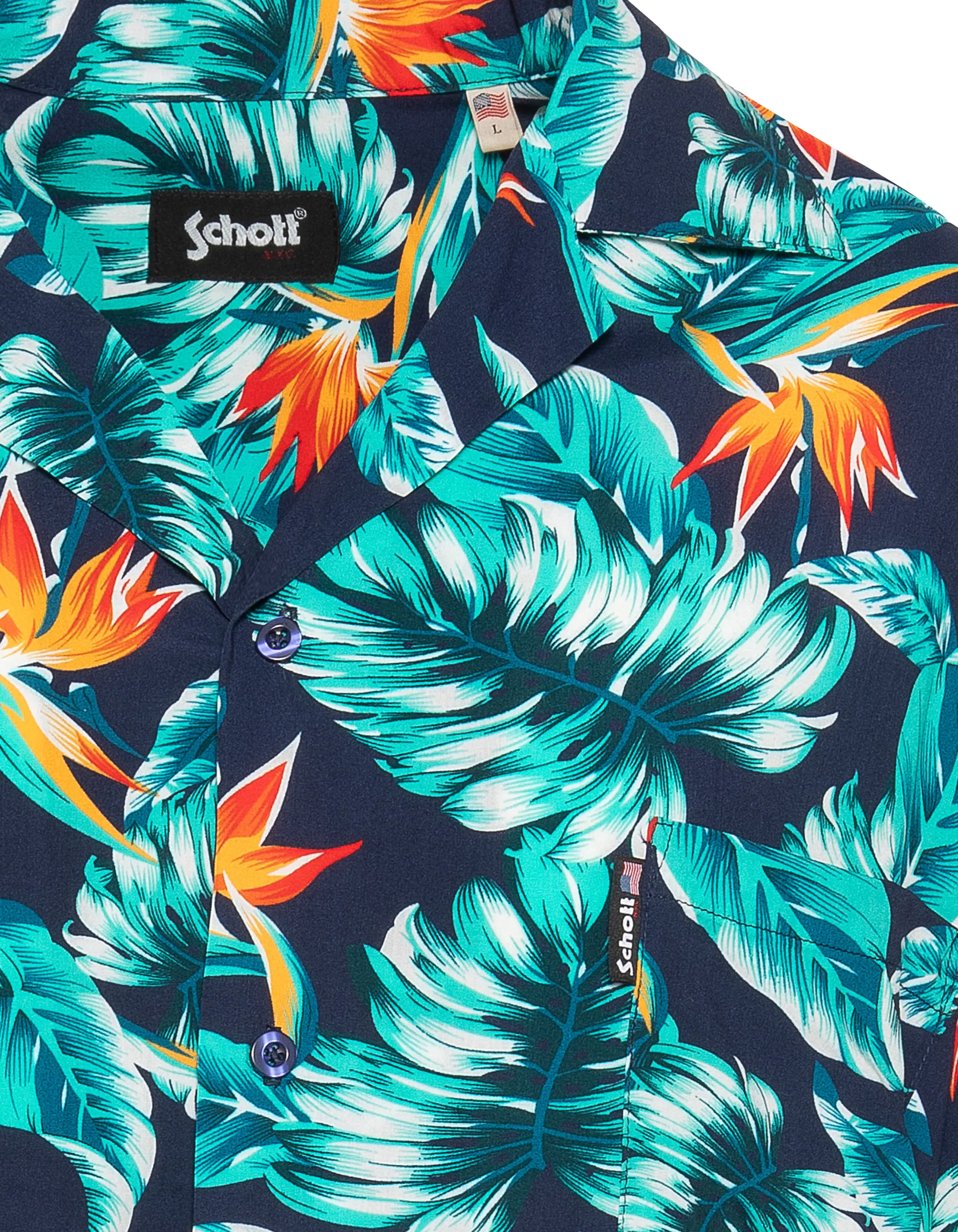 Blaues Hemd mit tropischem Print-3