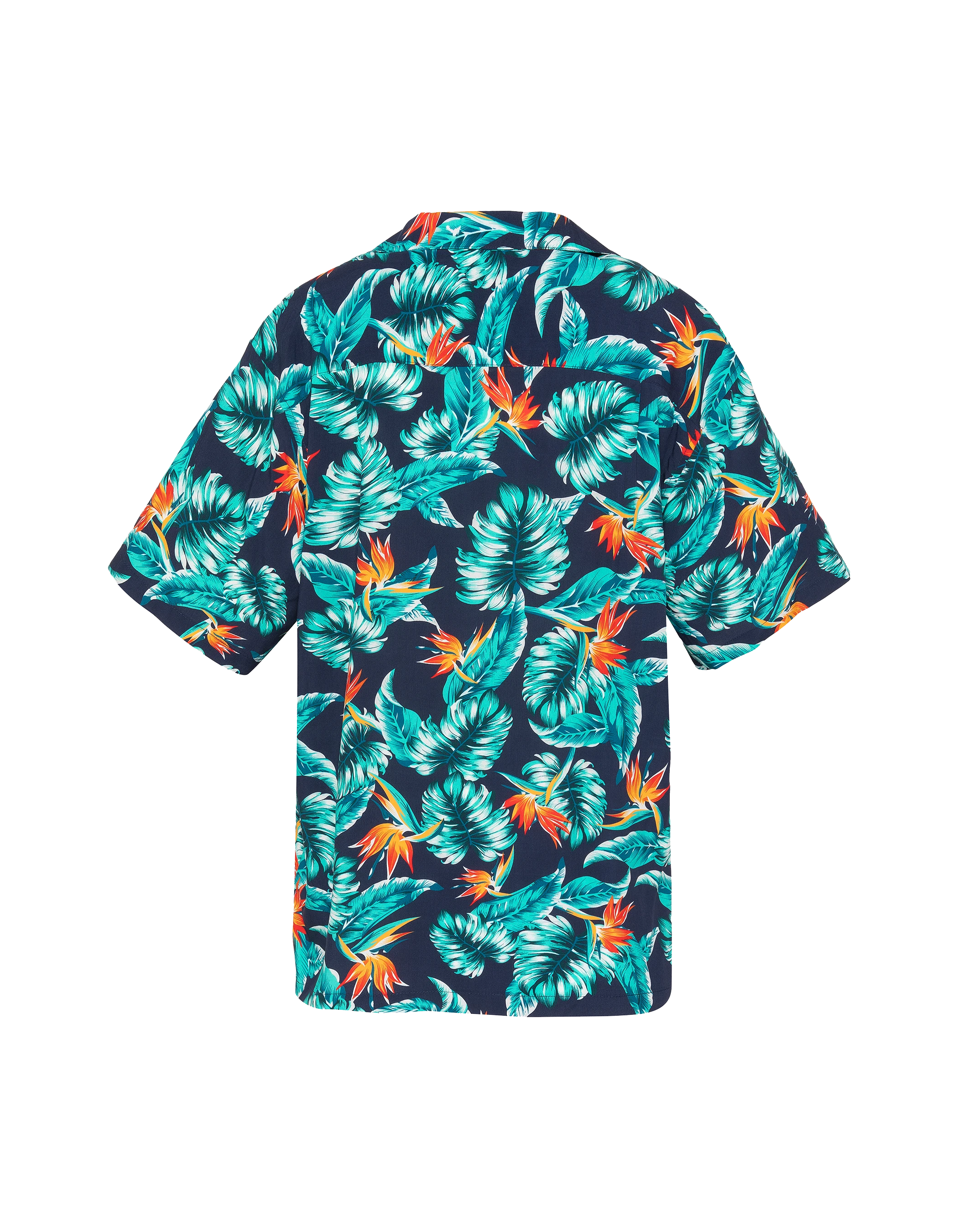 Blaues Hemd mit tropischem Print-2