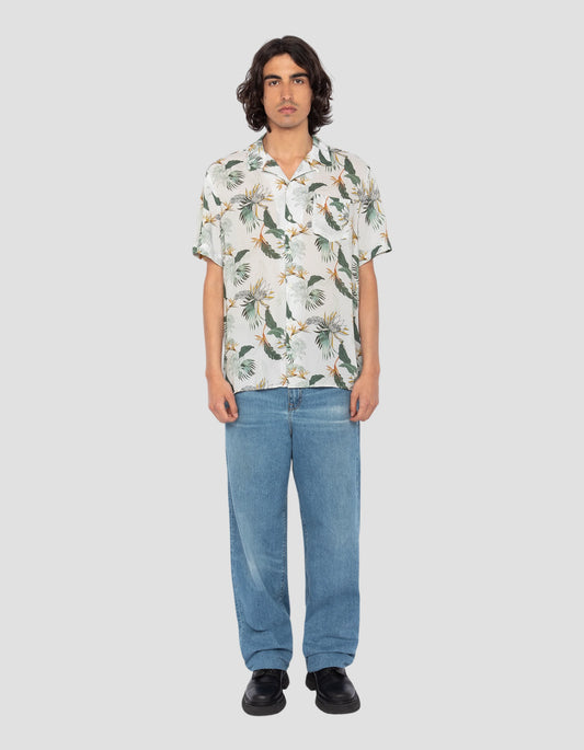 Camicia bianca hawaiana