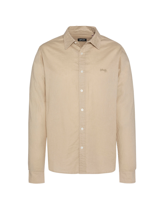 Camicia beige di cotone e lino e lino