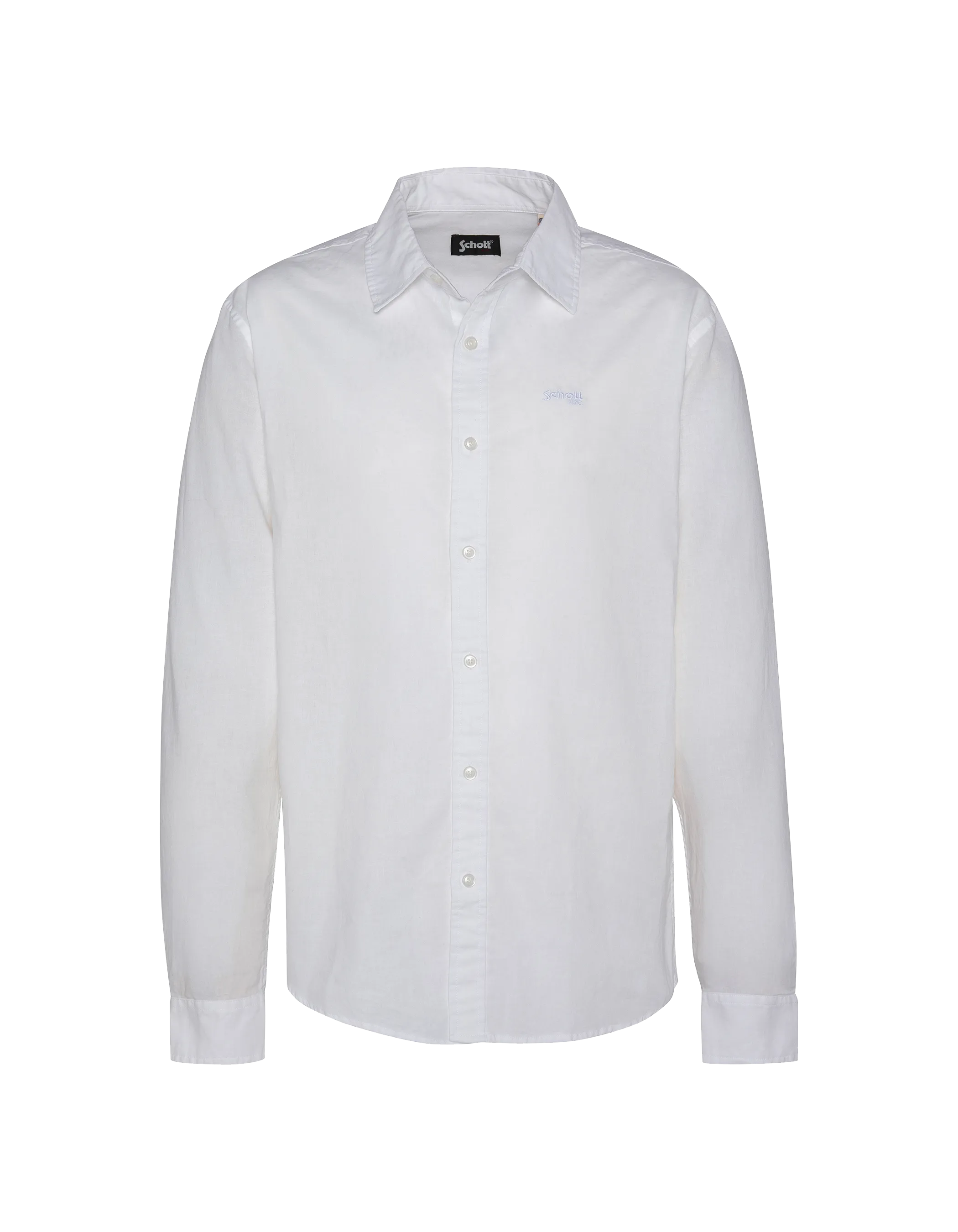 Camicia bianca con cotone lungo e maniche di lino-1