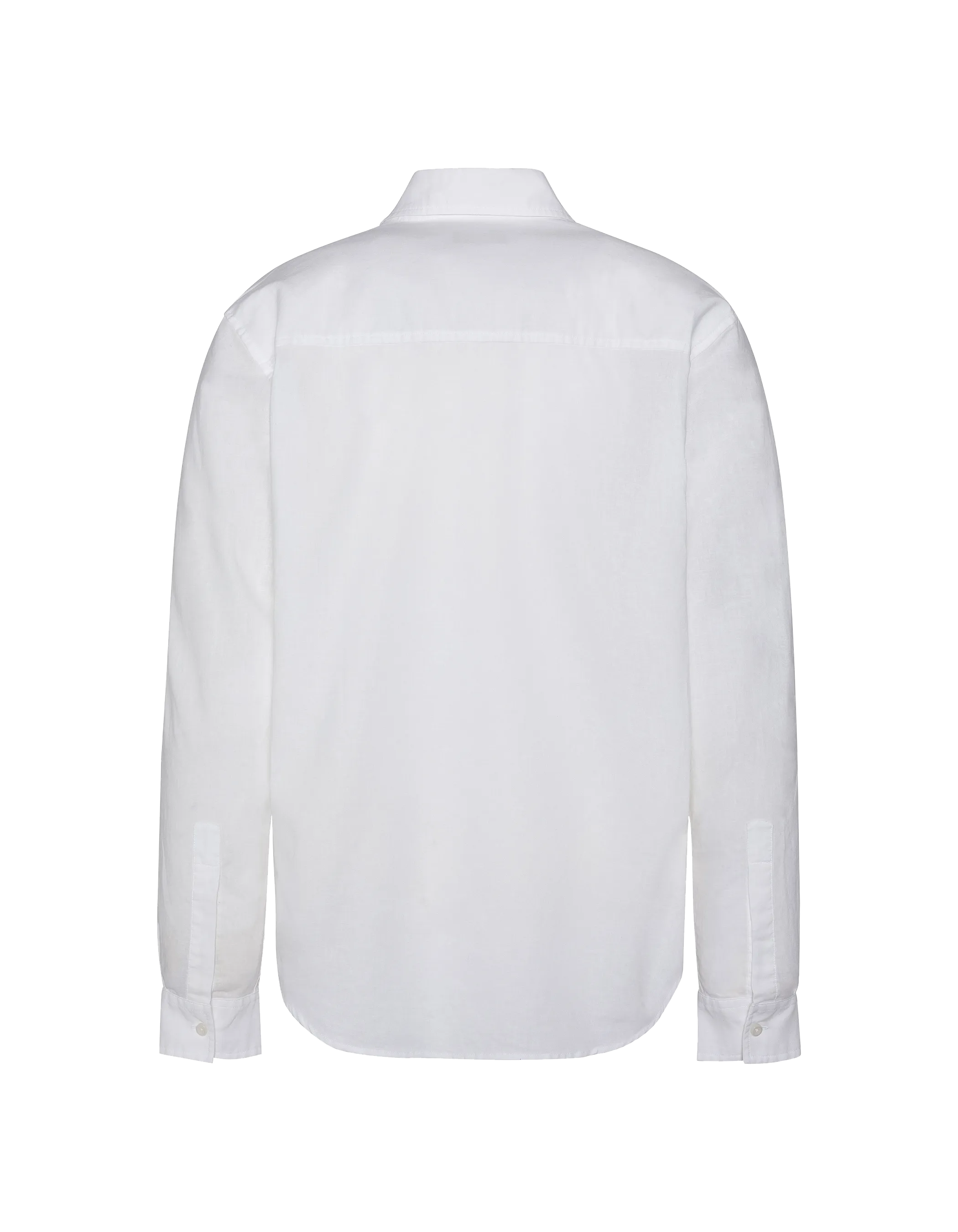 Camicia bianca con cotone lungo e maniche di lino-2