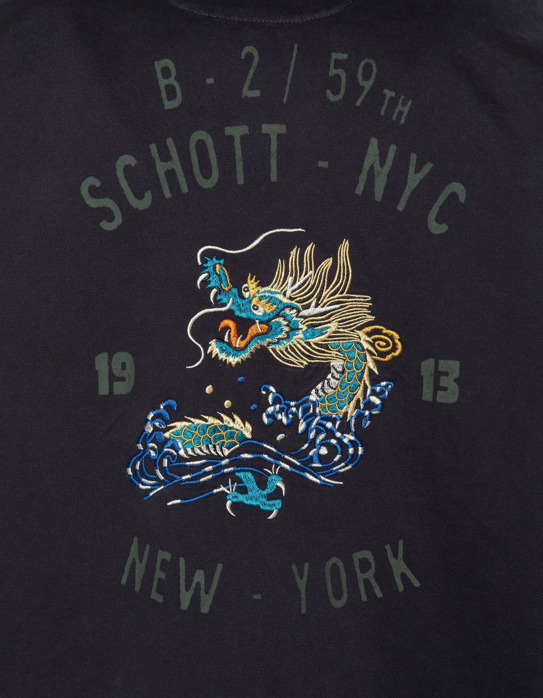 Sobrecamisa militar bordada y estampada azul marino de algodón lavado-5