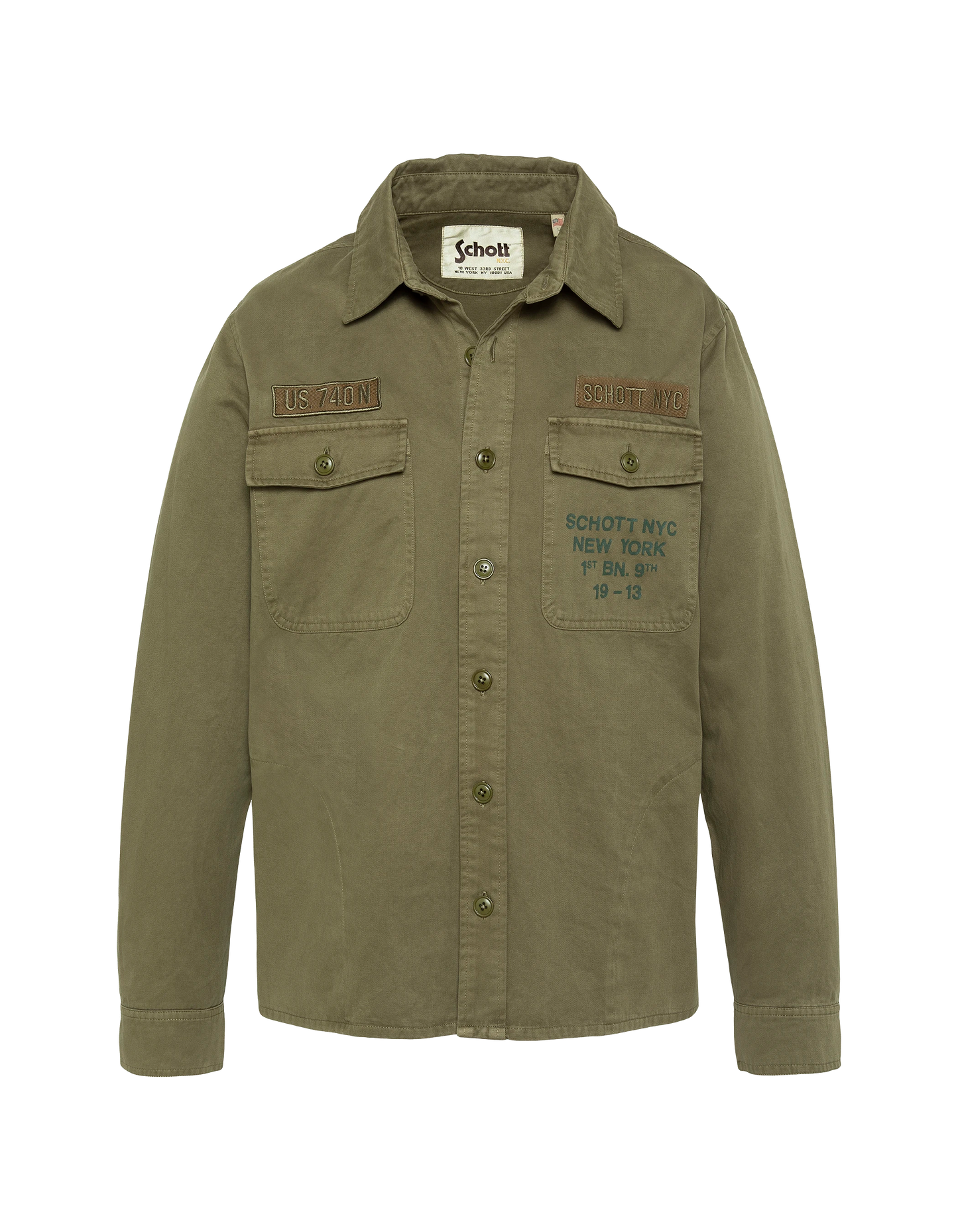 Surchemise army kaki en coton lavé