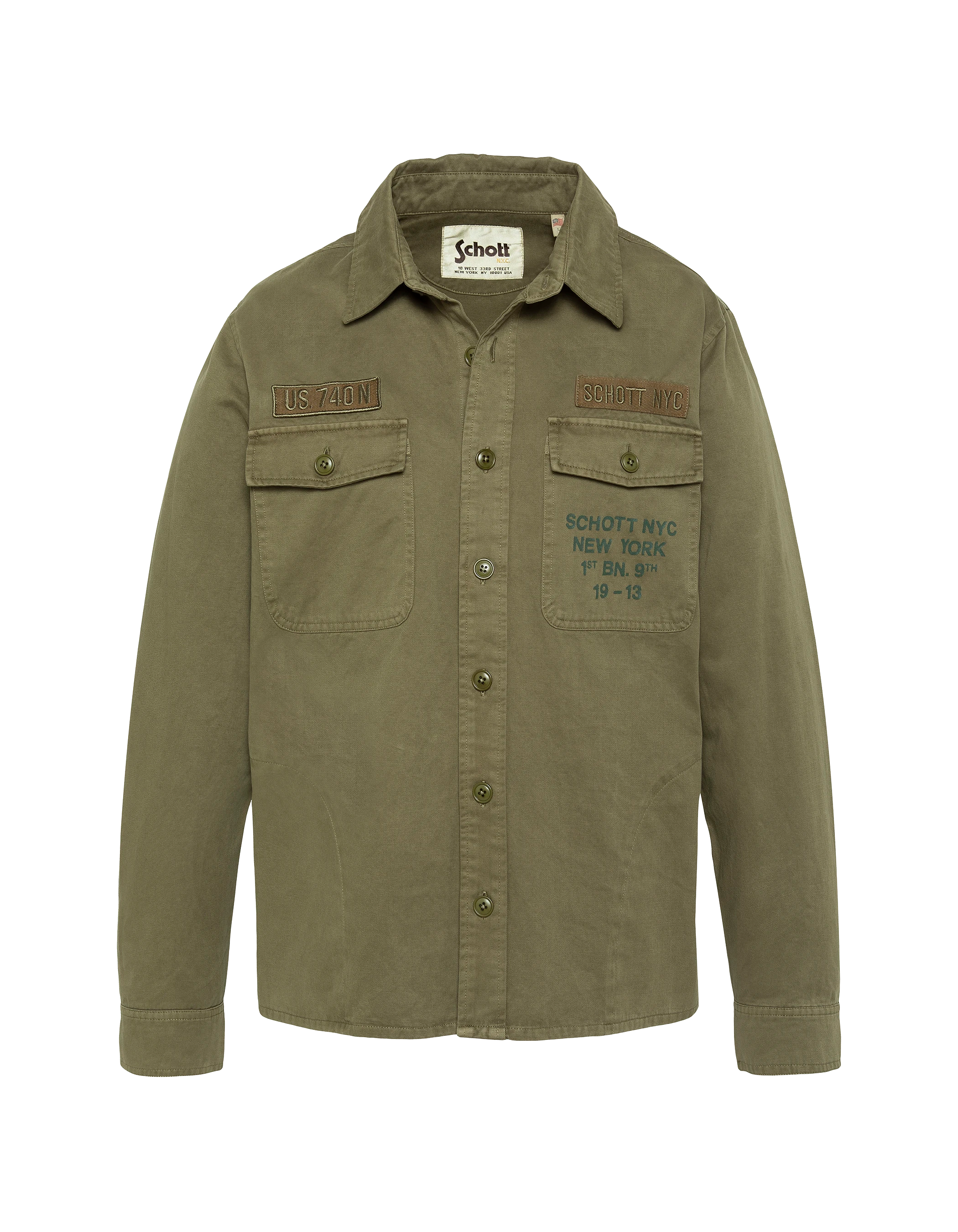 Surchemise army kaki en coton lavé-1