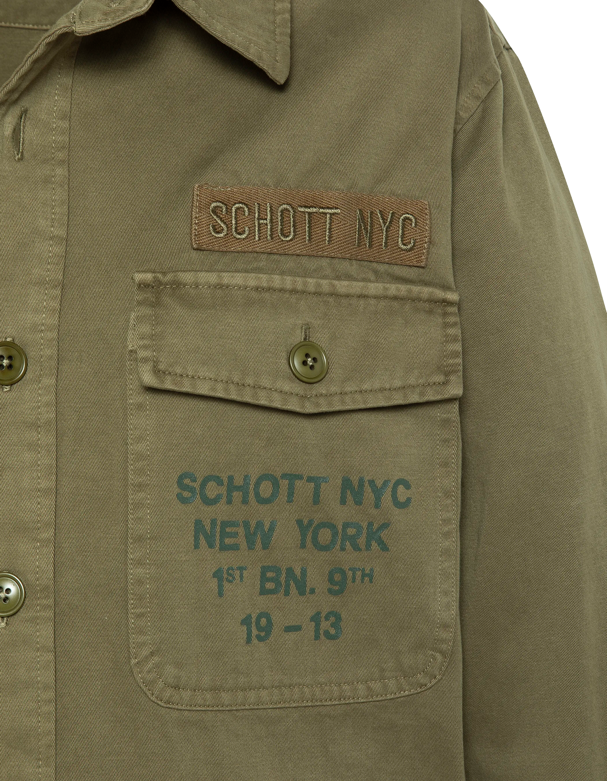 Surchemise army kaki en coton lavé-3